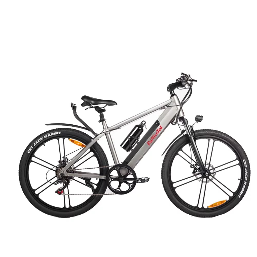 350W Electric Bike 26x4'' Fat Tire Mountain Ebike 48V 10Ah 6 Speeds Snow Beach Electric Bicycle for Adults (Gray)
