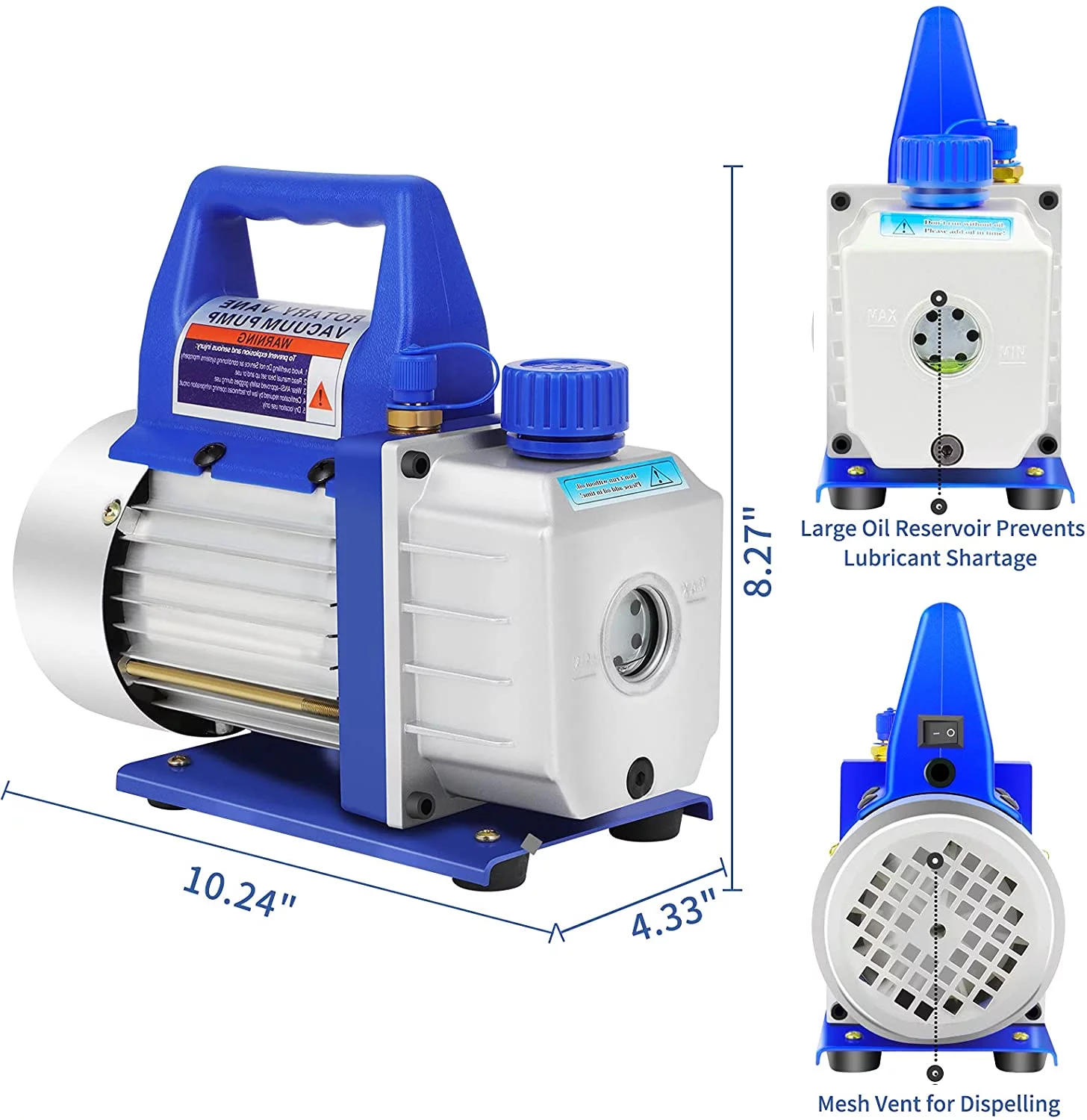 1 Set 110V 3.5CFM 1/4 HP 1-Stage Vacuum Pump and 4ft R134,502 AC Manifold Gauge