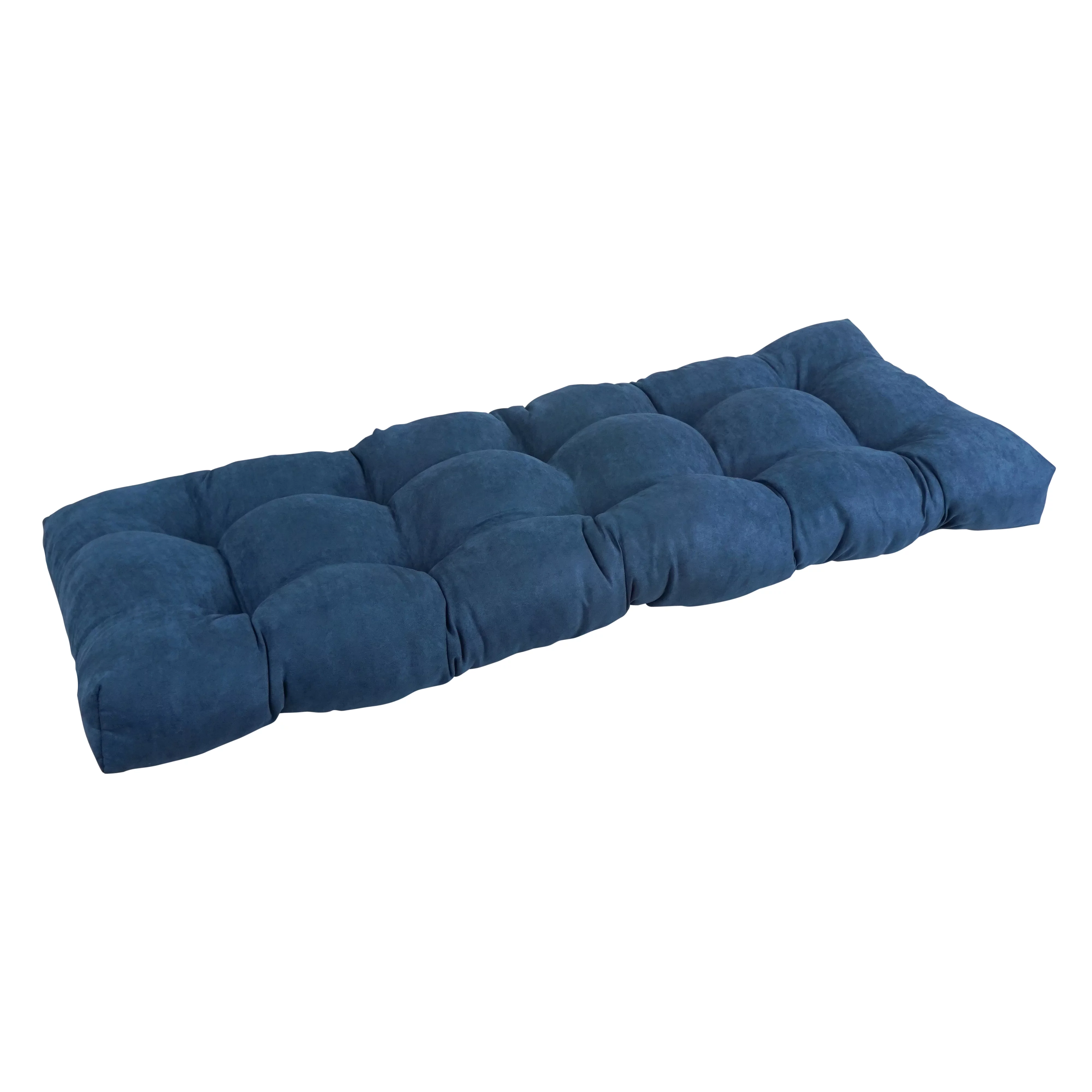 Blazing Needles  51 x 19 in. Tufted Solid Microsuede Bench Cushion, Indigo