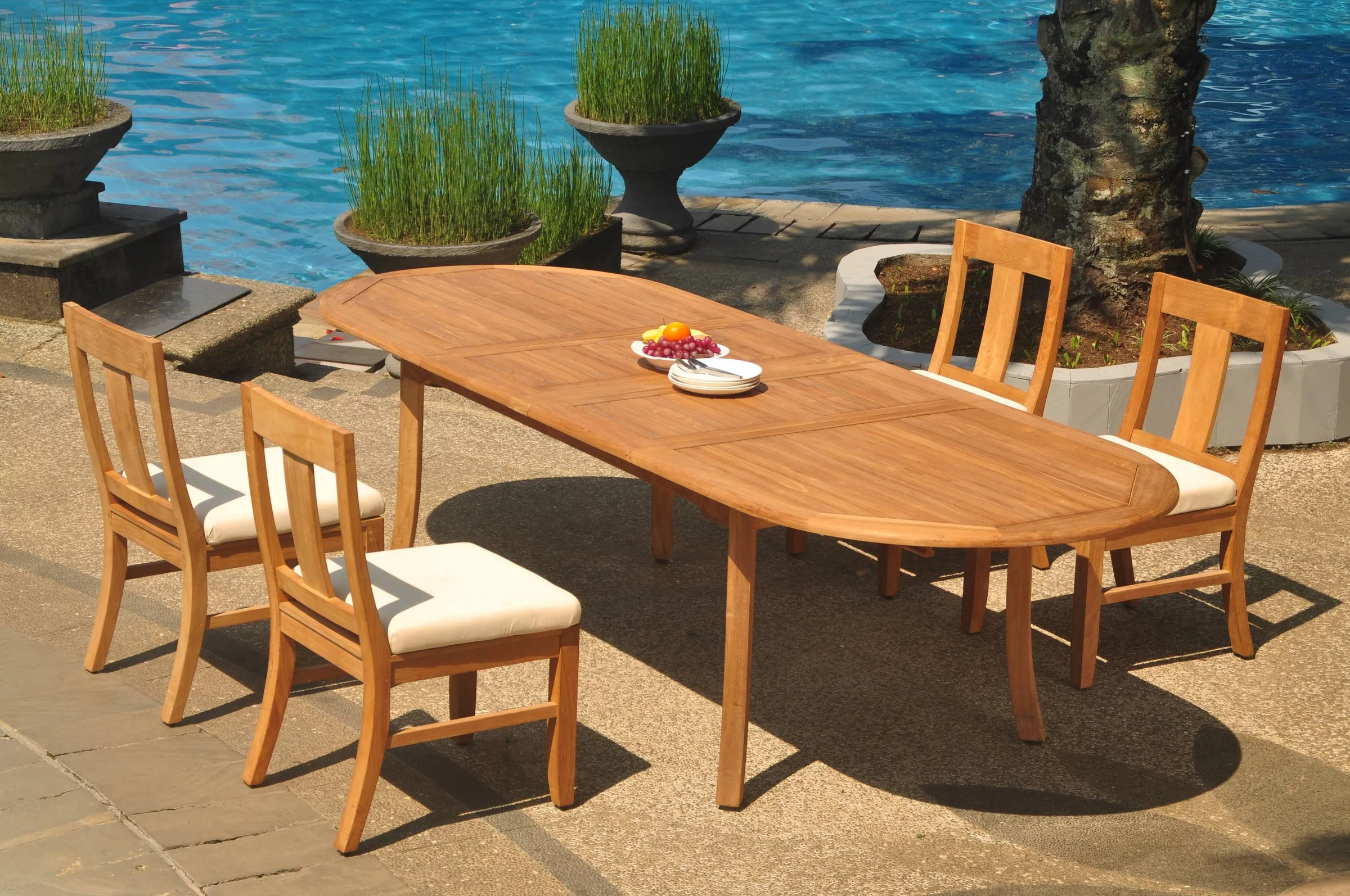Grade-A Teak Dining Set: 4 Seater 5 Pc: 118