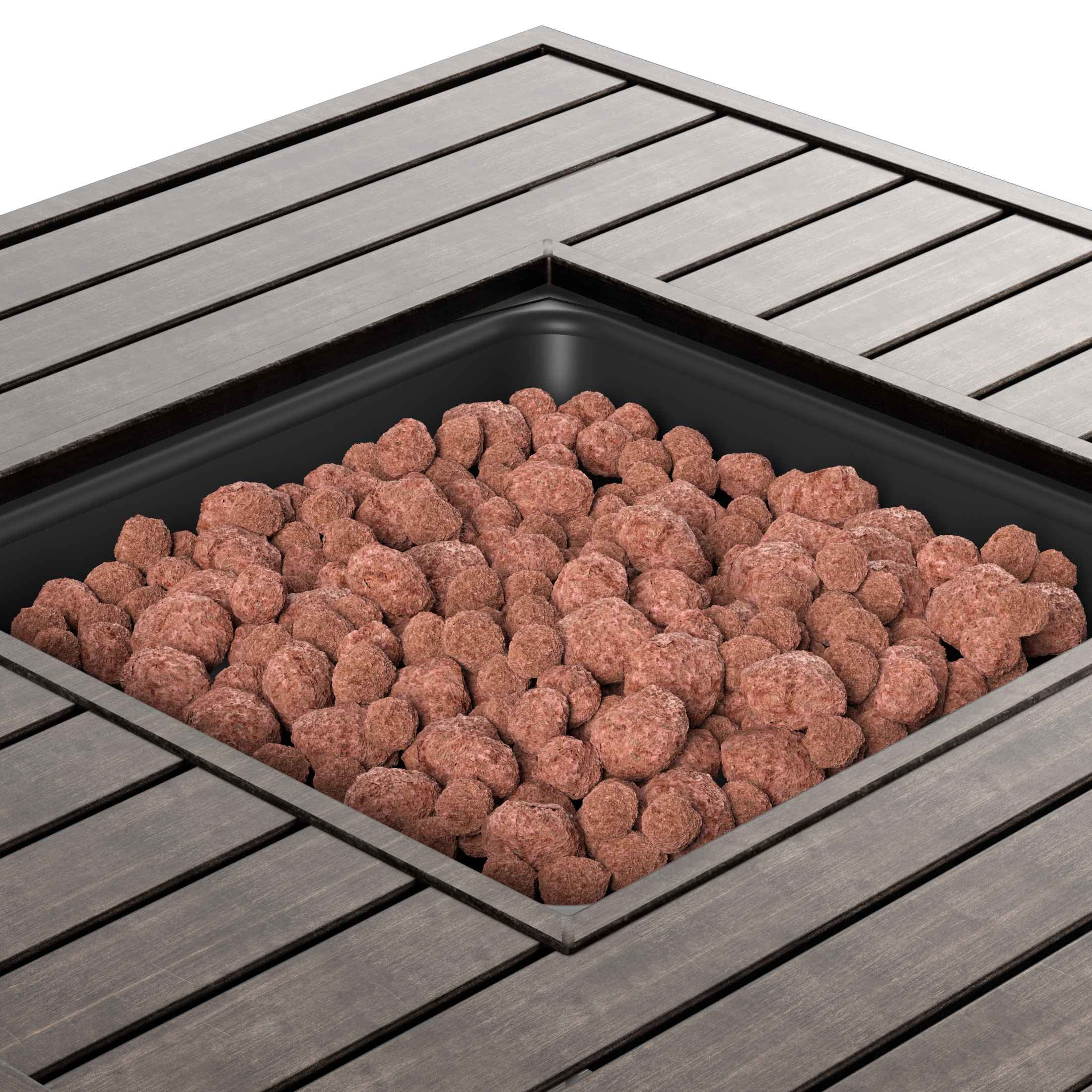 WestinTrends 5-Piece Folding Adirondack Chair Set w/ Square Fire Pit Table Included, Weathered Wood