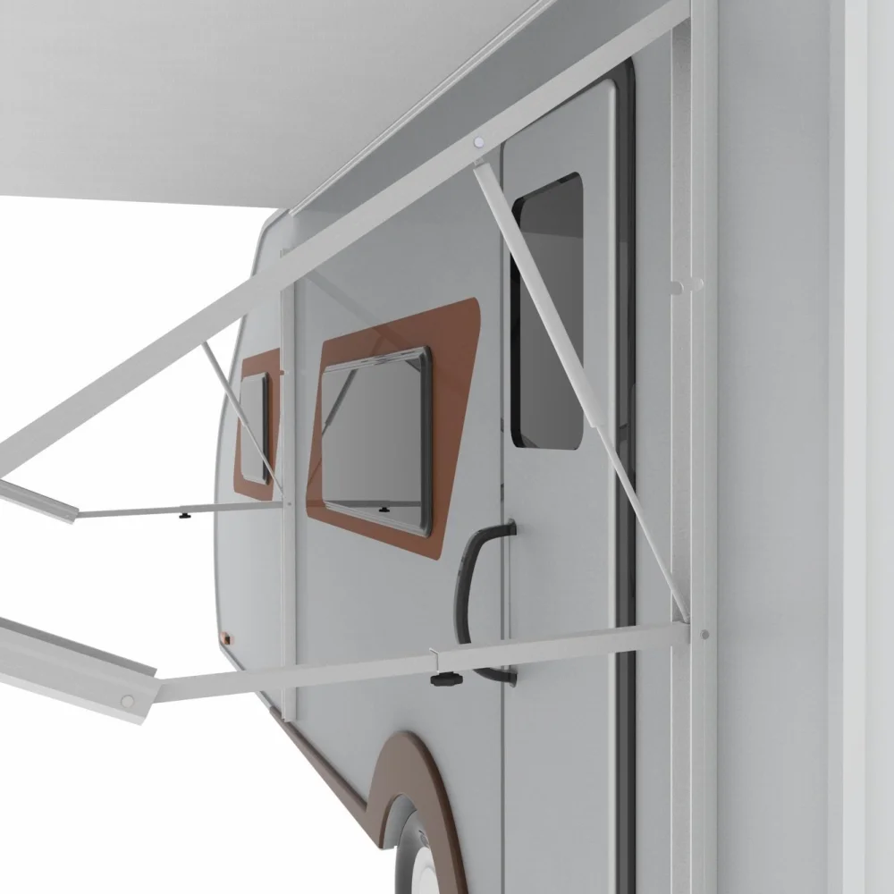 ALEKO 15'x8' Motorized Retractable RV/Patio Awning, Blue Striped Color