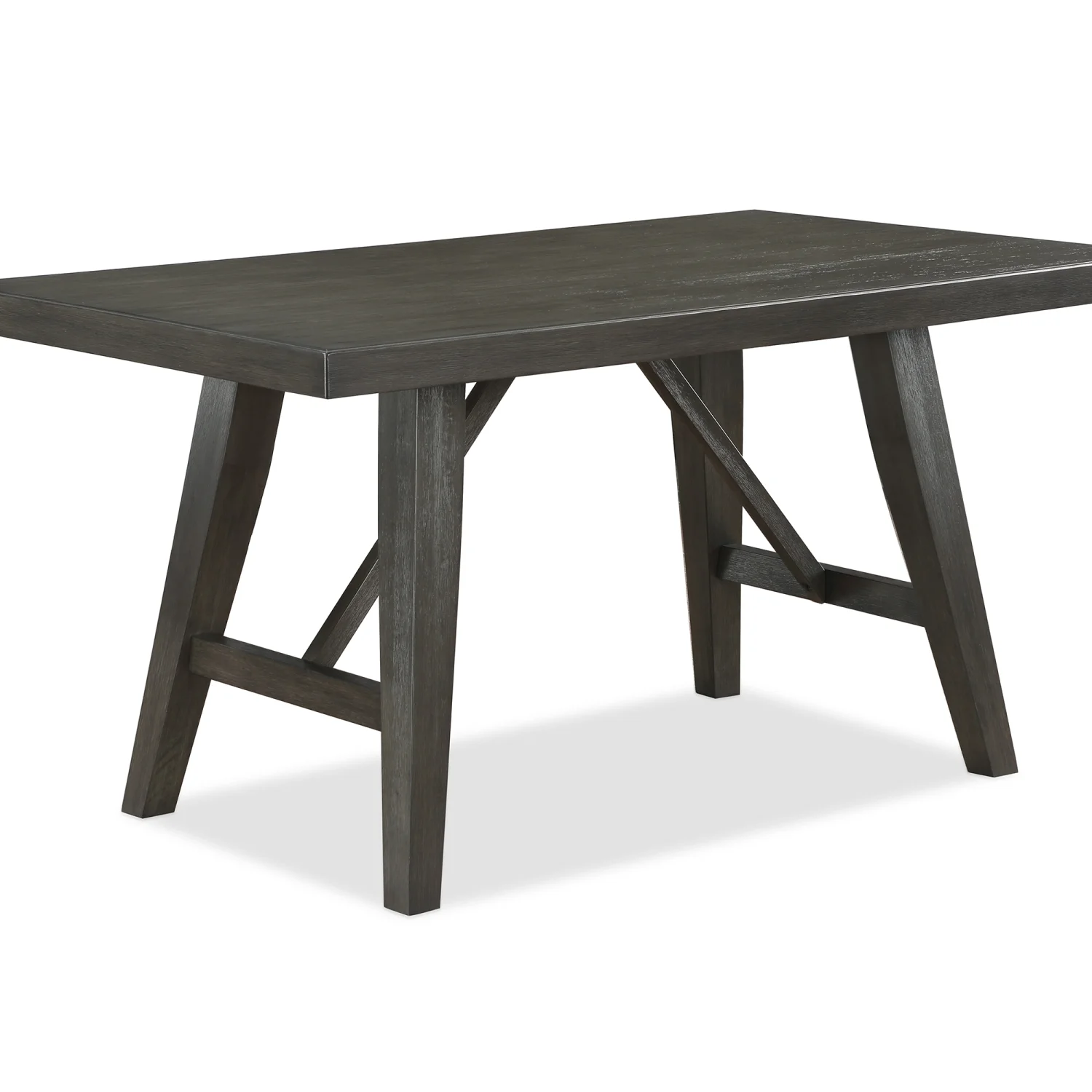 Transitional Farmhouse Charm Dark Finish Solid Wood Dining Table with Counter Height Rectangular Design - 1pc Gray Wooden Dining Room Furniture