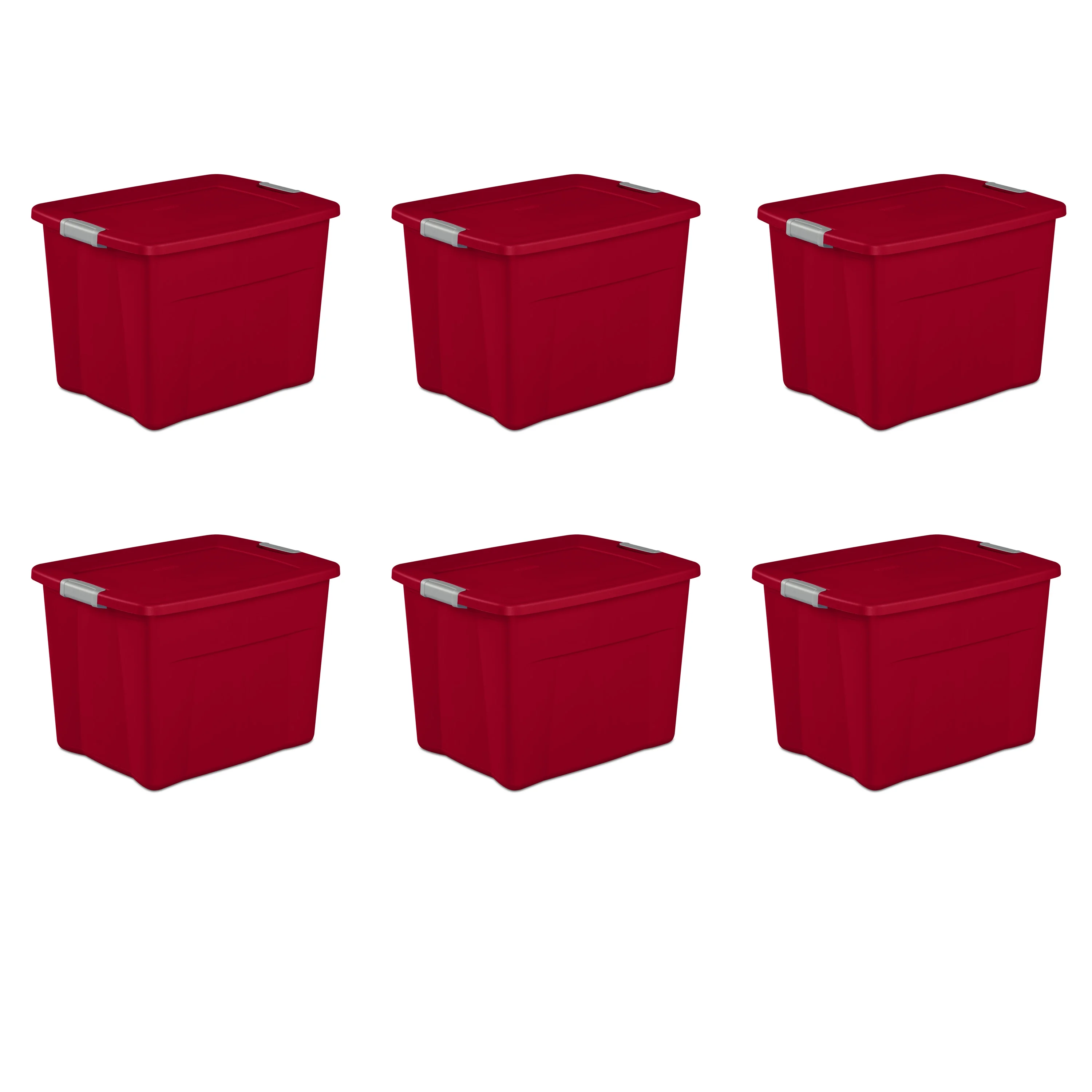 Sterilite Plastic 22 Gallon Latch Tote Infra Red Set of 6