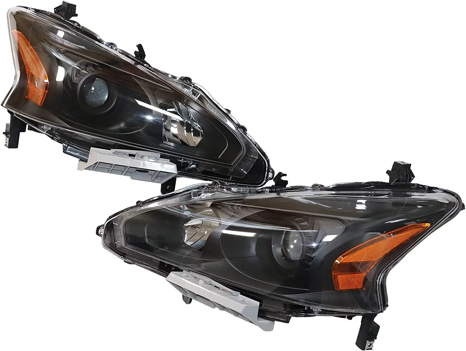 DENEST Black Housing Headlight Assembly Replacement Compatible with 2013 2014 2015 Altima Sedan Halogen Headlight NI2502208 NI2503208 - Passenger and Driver Side