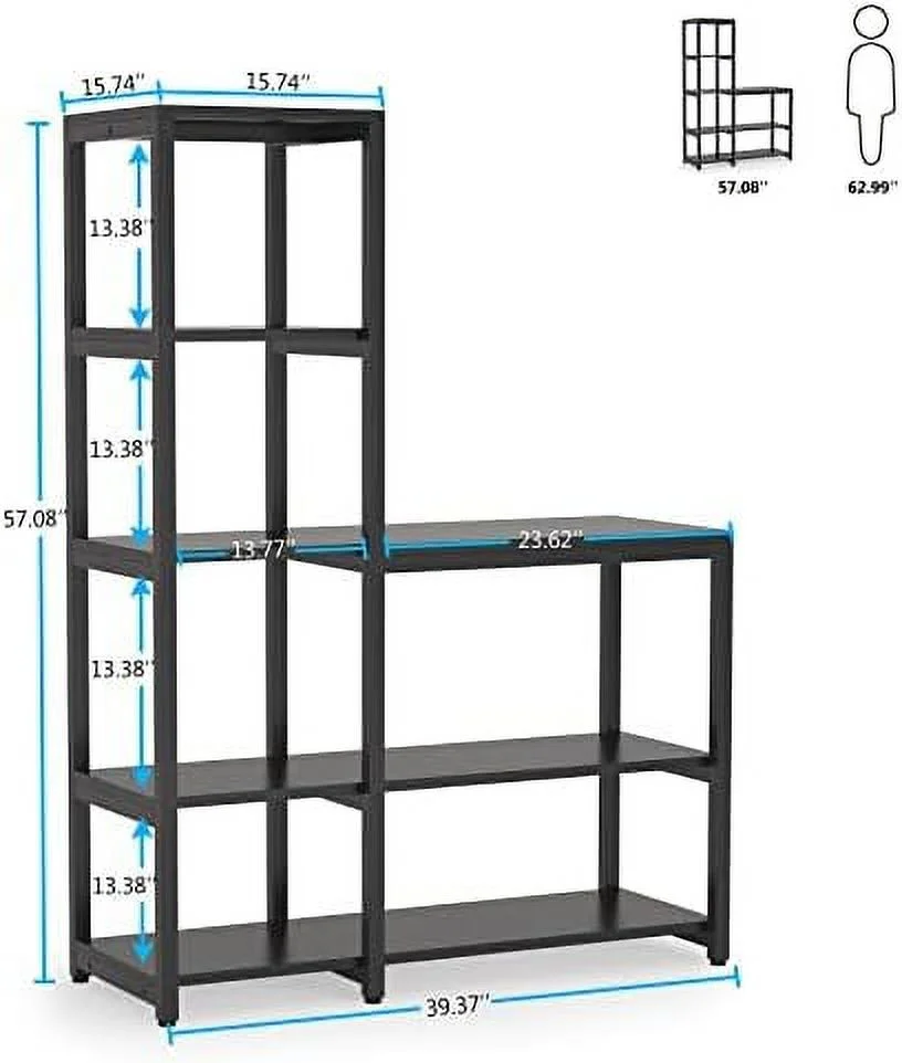 FDSHOIYN 5-Tier Bookshelf  Ladder Corner Bookshelves Etagere Bookcase  8 Shelves Display Rack   for Living Room Home Office