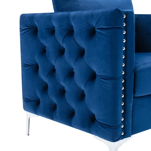 CHURANTY Velvet Tufted Button Armchair Accent Chair Upholstered Club Chair with Steel Legs and Nailhead Decor Home Padded Seating Living Room Lounge Chair for Bedroom