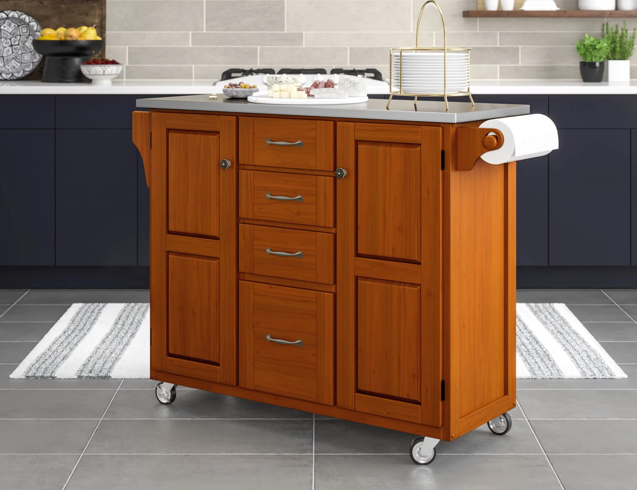 Create-a-Cart Brown Kitchen Cart