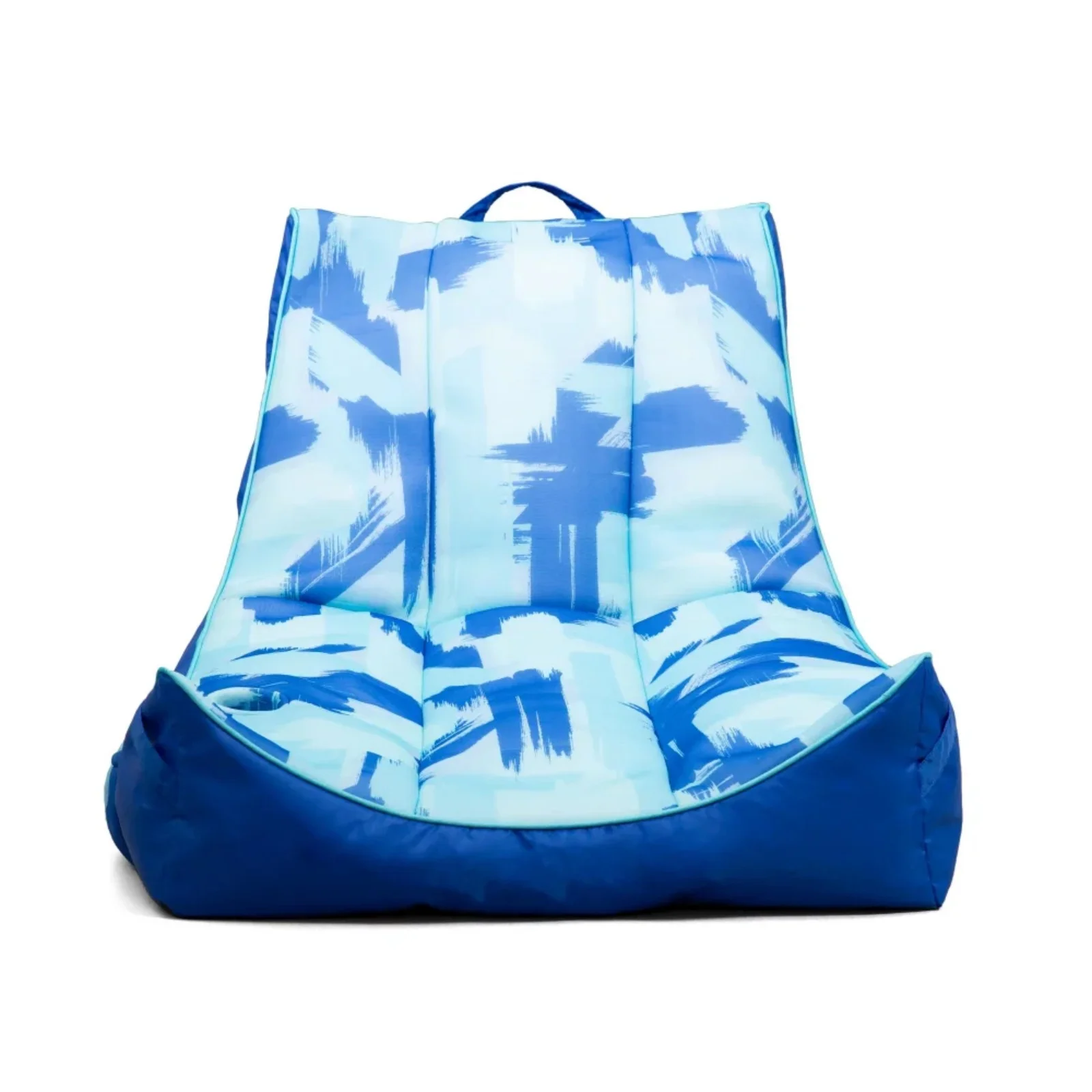 Big Joe Captain's Float No Inflation Needed Pool Lounger with Drink Holder, Paintbrush Blue Double Sided Mesh, Quick Draining