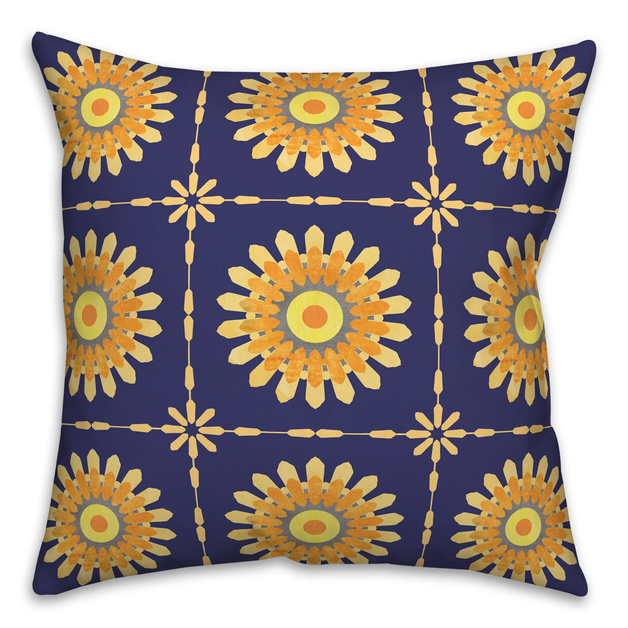 Creative Products Navy Flower Medallions 18 x 18 Indoor / Outdoor Pillow