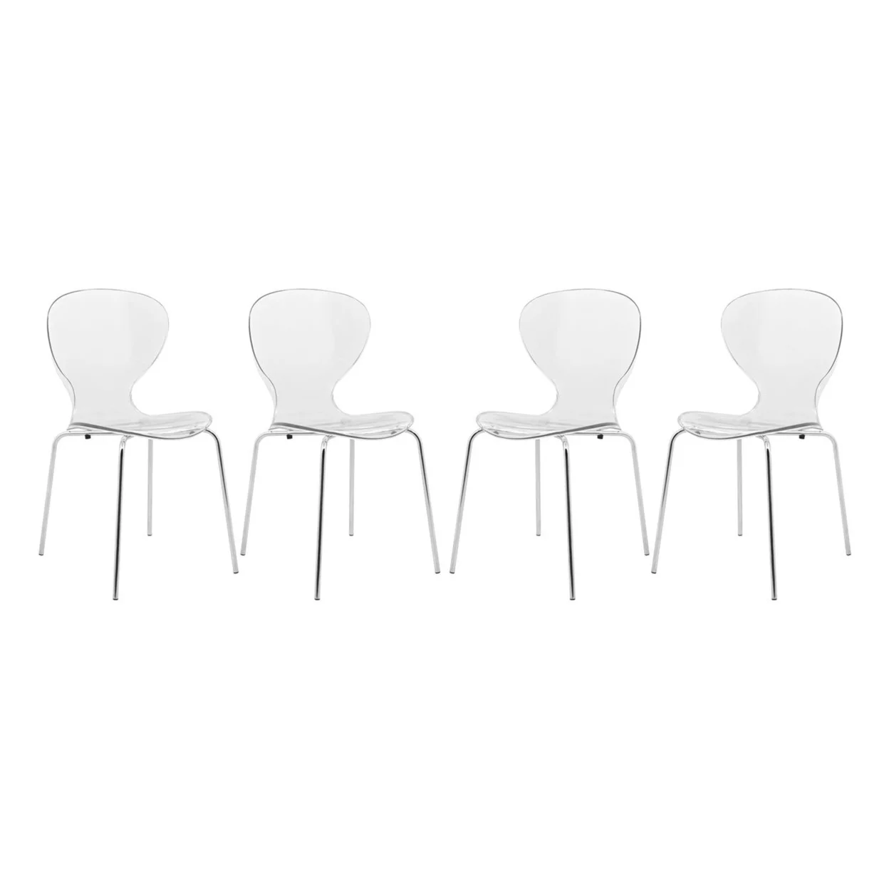 Modern Oyster Transparent Side Chair, Set of 4 - Clear