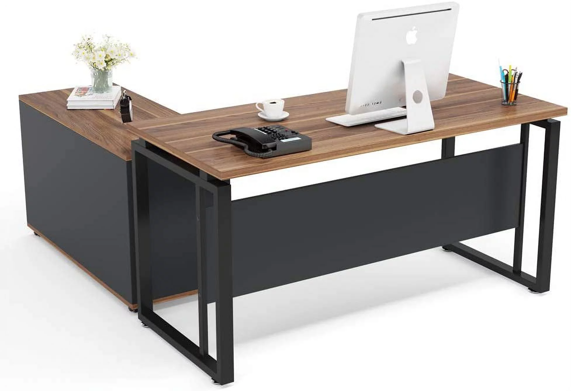 Tribesigns 55 L-Shaped Computer Desk with Cabinet , Executive Desk Tablewith 39” Storage File Cabinet for Home Office