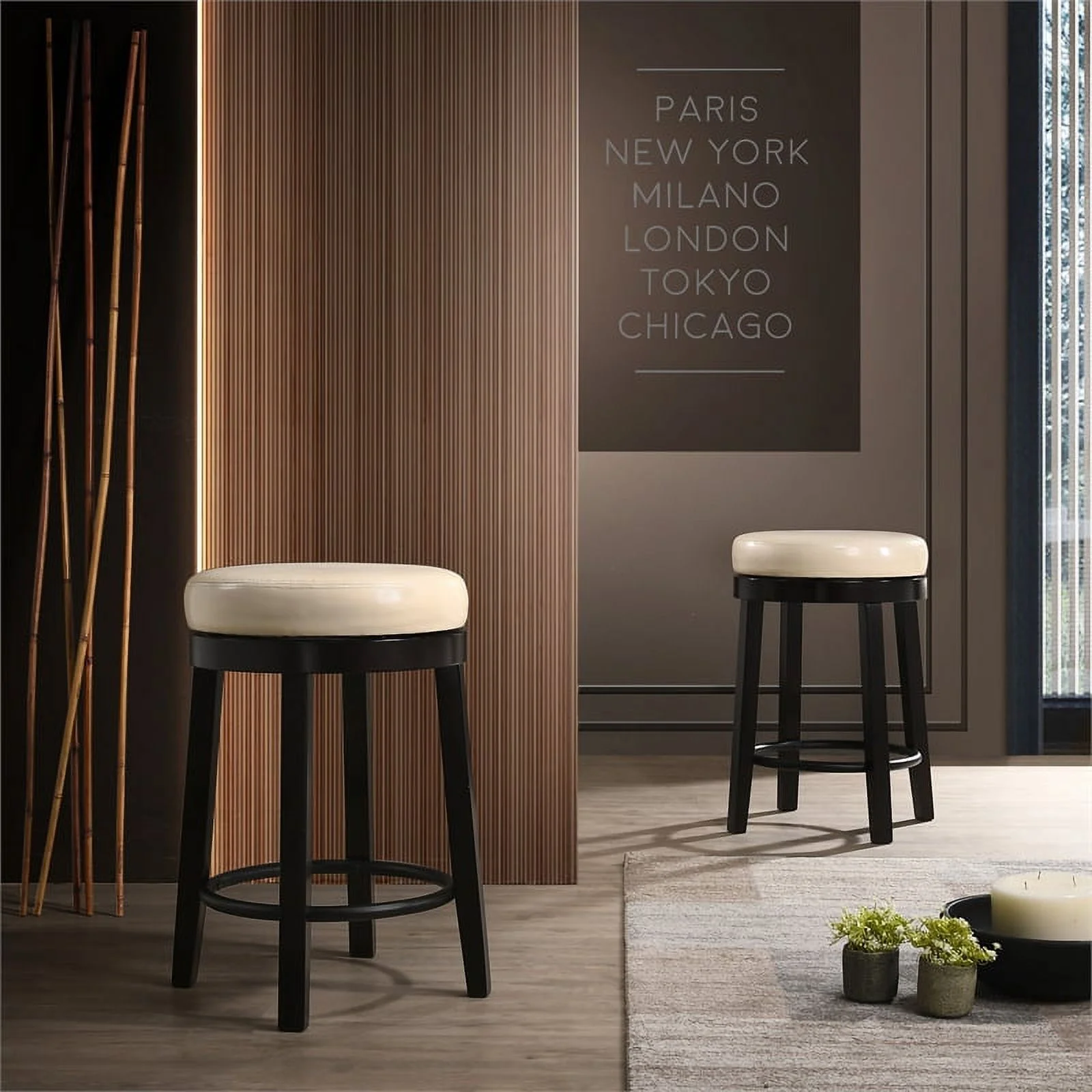 Pemberly Row Solid Wood Swivel 24