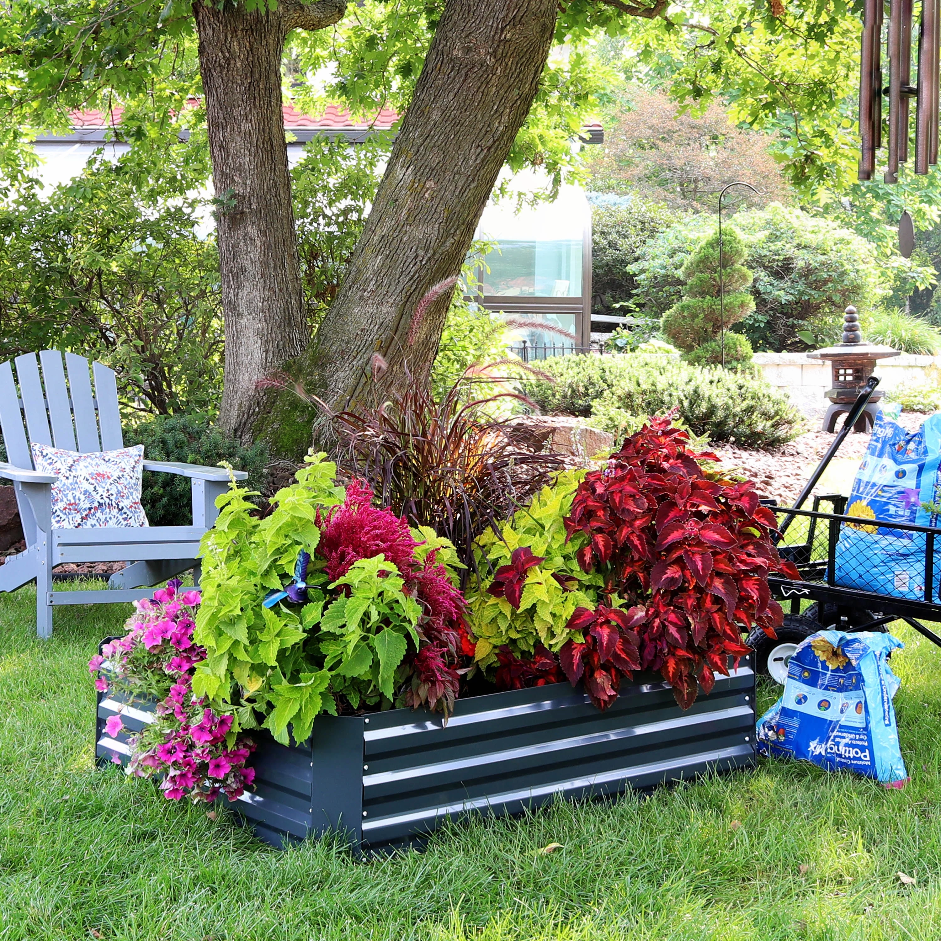 Sunnydaze Galvanized Steel Raised Garden Bed - Large Rectangle - 47