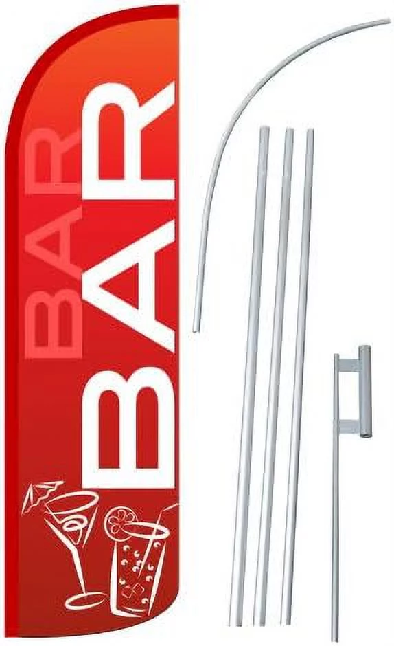 12-foot super swooper feather flag with heavy-duty 15-foot pole and ground spike