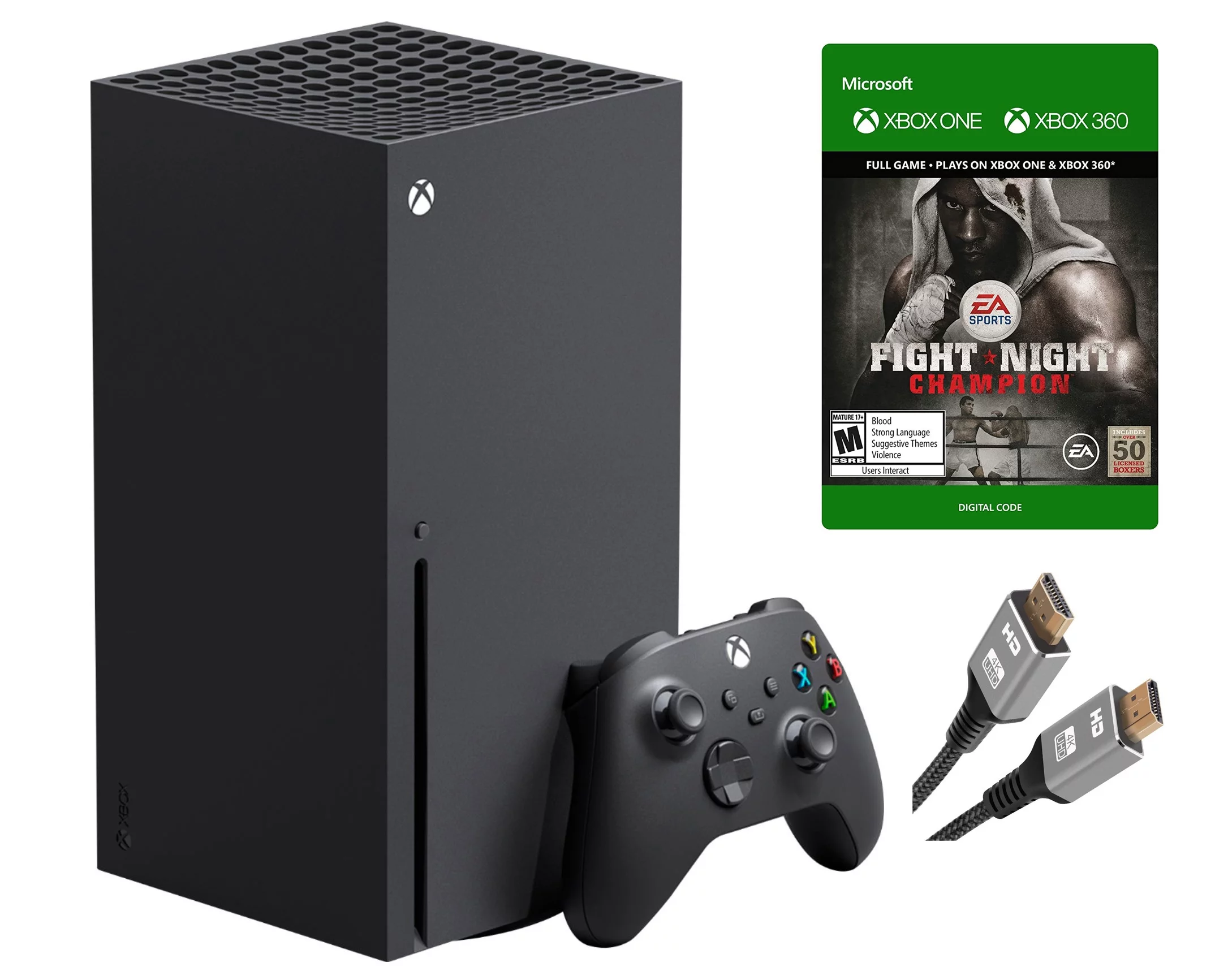 Microsoft Xbox Series X–Gaming Console System- 1TB SSD Black X Version with Disc Drive Bundle with Fight Night Champion Full Game and MTC18 High Speed HDMI Cable