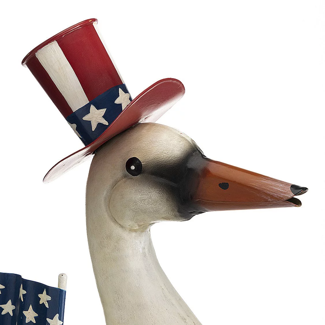 Plow & Hearth Metal Patriotic Goose Statue with American Flag and Top Hat