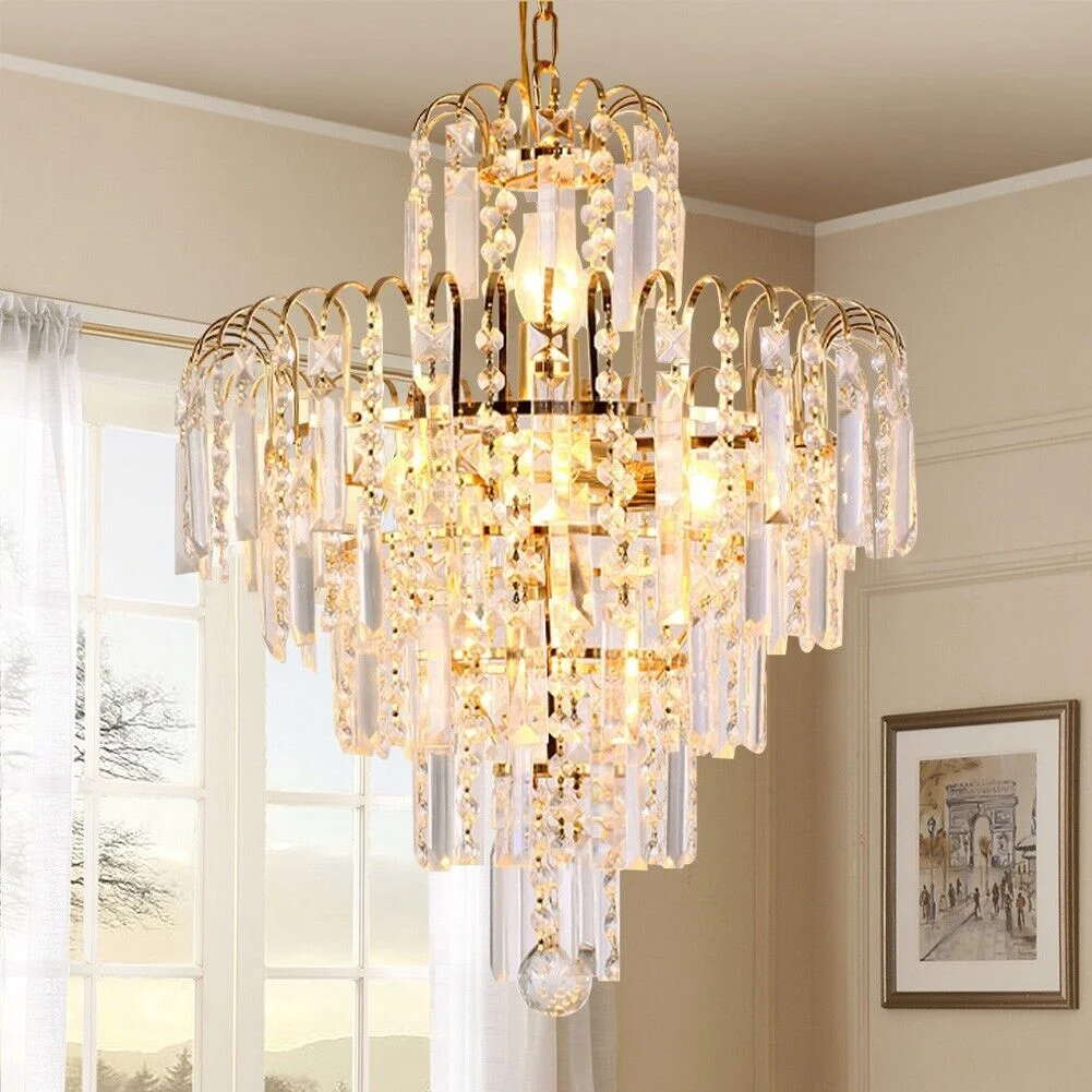 KPIBEST Crystal Chandelier 4-Light Pendant Ceiling Light Modern Lighting Fixture for Bedroom Hallway Bar Kitchen Bathroom