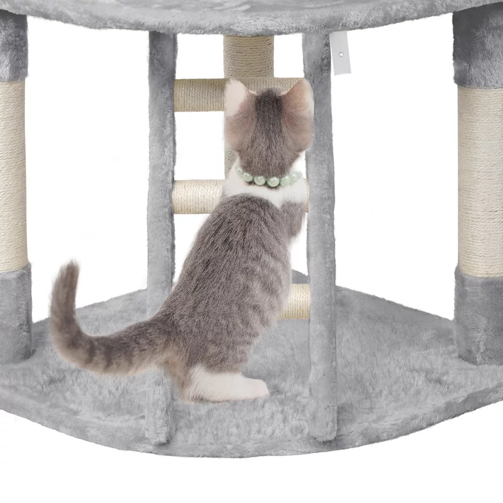 Yaheetech 47.5'' H Multi Level Cat Tree Condo with Scratching Post & Lounger & Ladder, Light Gray