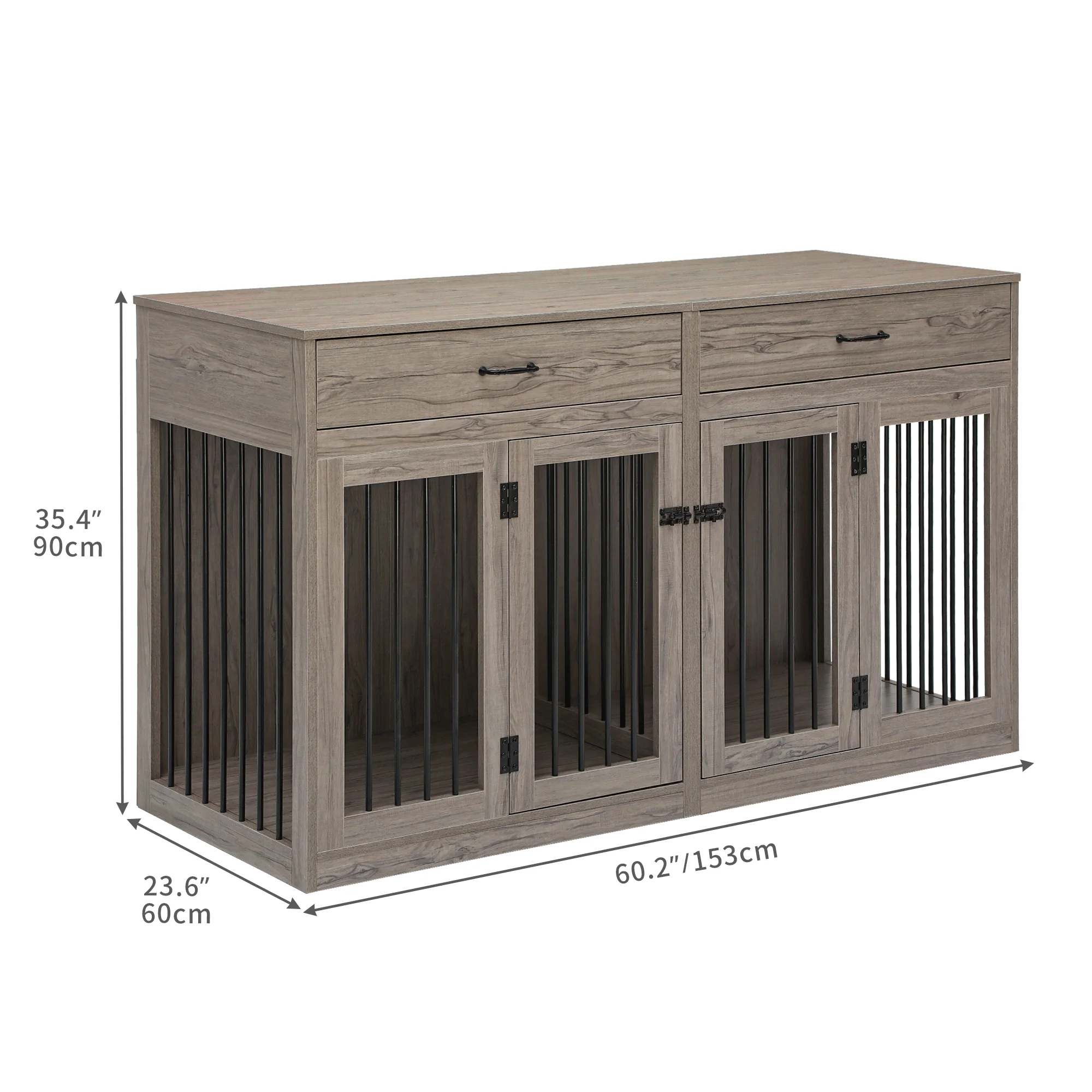Dextrus Large Dog Crate Furniture for 2 Dogs, 60