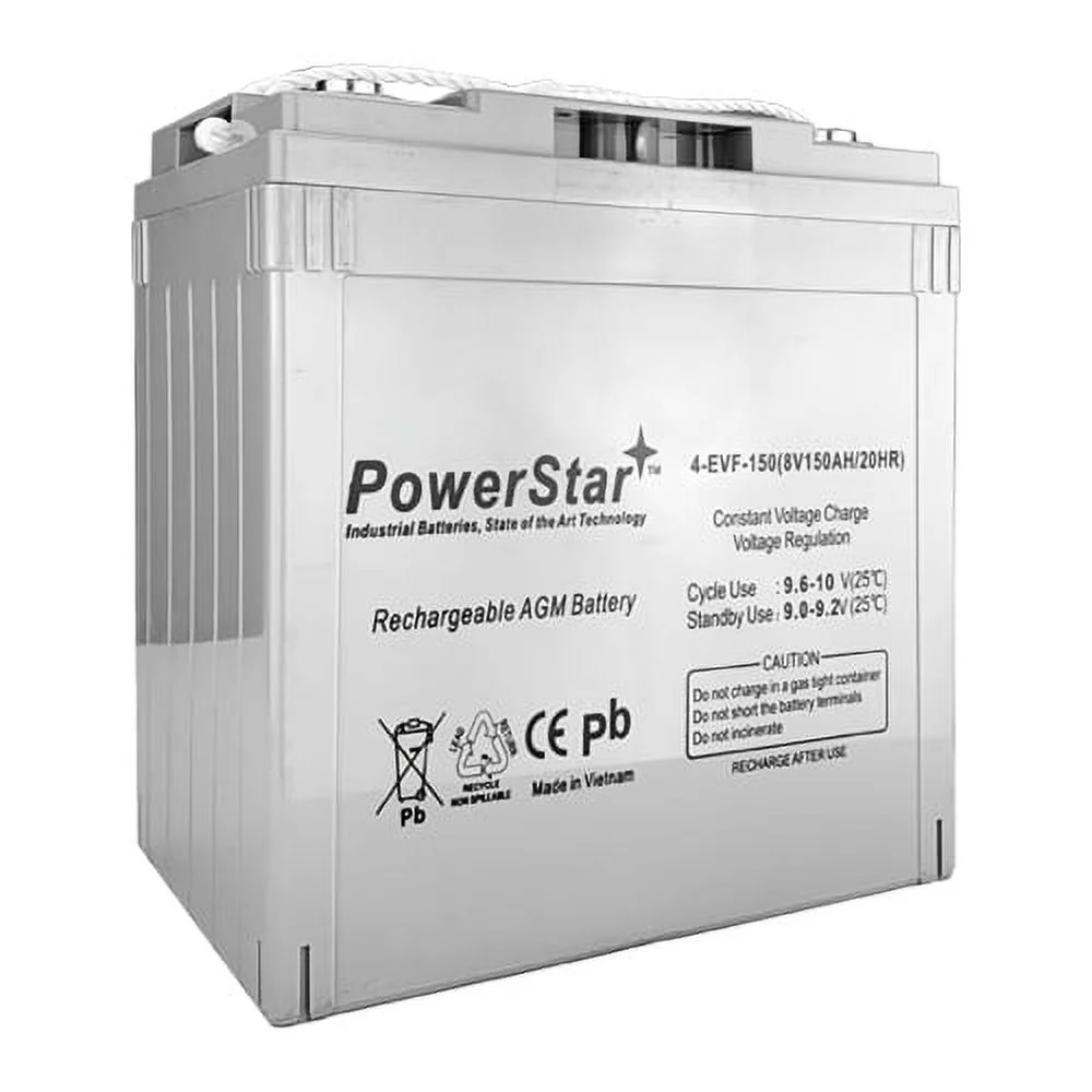 PowerStar 8 Volt, 150Ah Sealed AGM Golf Cart Battery X2