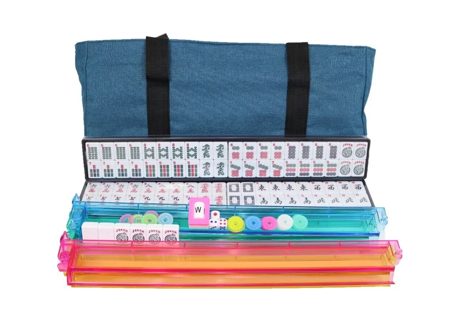 166 Tiles American Mahjong Set / 4 All in one Color Pushers/Racks Easy Carry