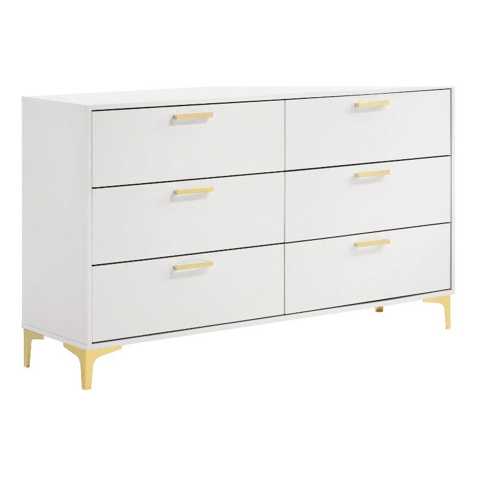Pemberly Row 6-drawer Contemporary Wood Dresser with Metal Base in White