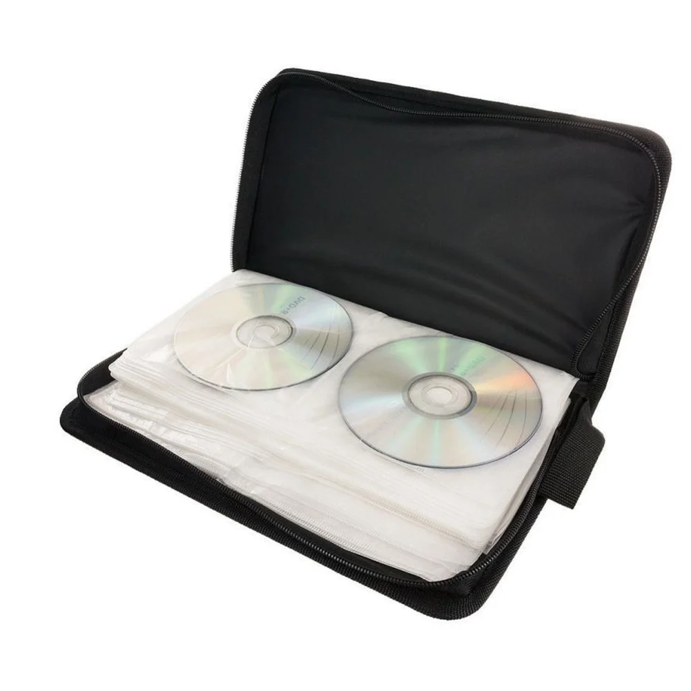Lamuusaa Large capacity 80 Sleeve CD DVD Disc Carry Case, Portable Holder Bag, Storage Pouch