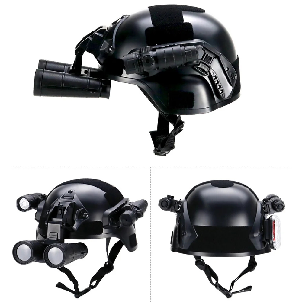 Tomshine Safety headgear Airsoft Paintball Fast Helmet with Flashlight Telescope Strobe Light for Training