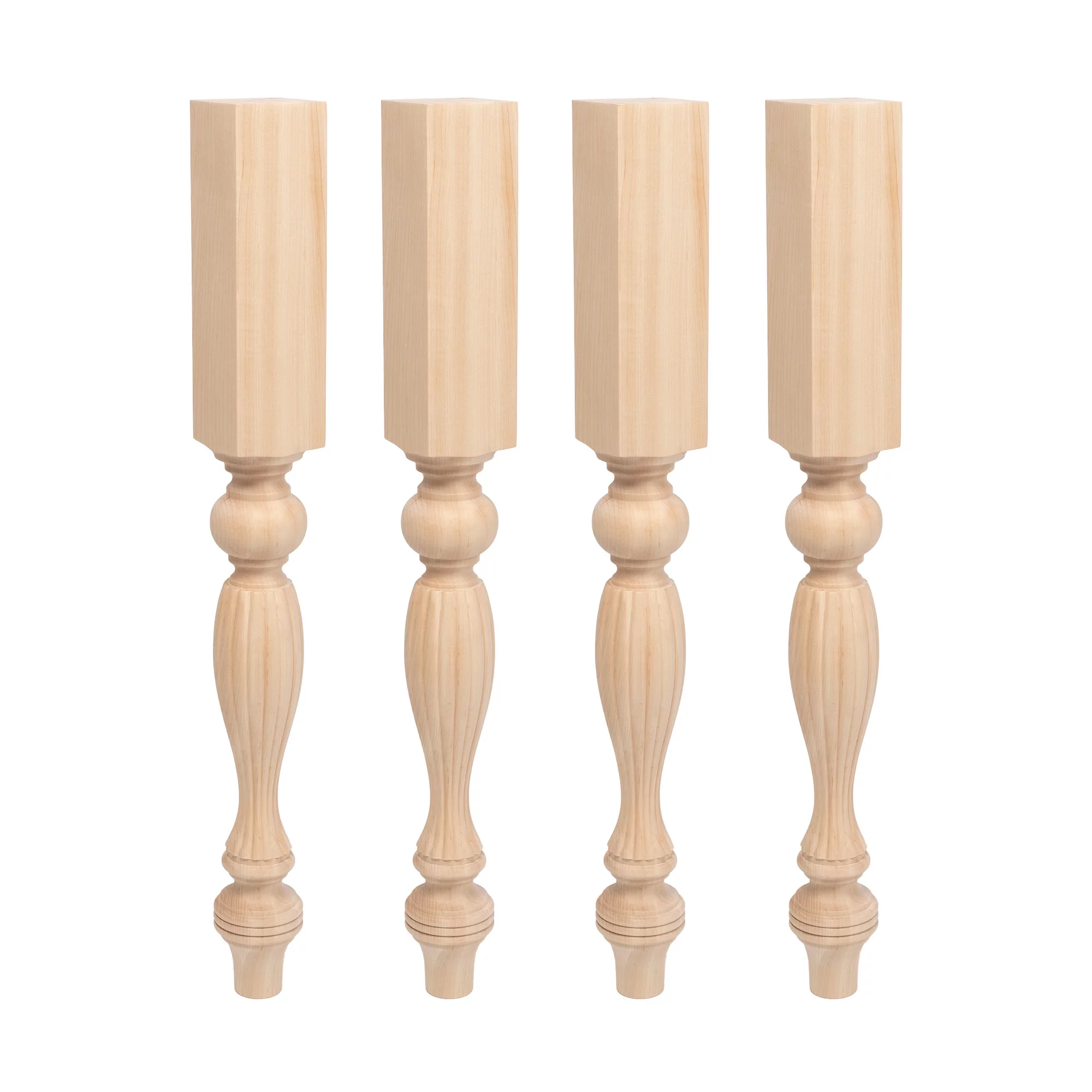 Designer's Edge Millwork 35-1/4 in. High x 3-3/4 in. Wide x 3-3/4 in. Depth Unfinished North American Solid Hard Maple French Kitchen Island Leg 4 Pack