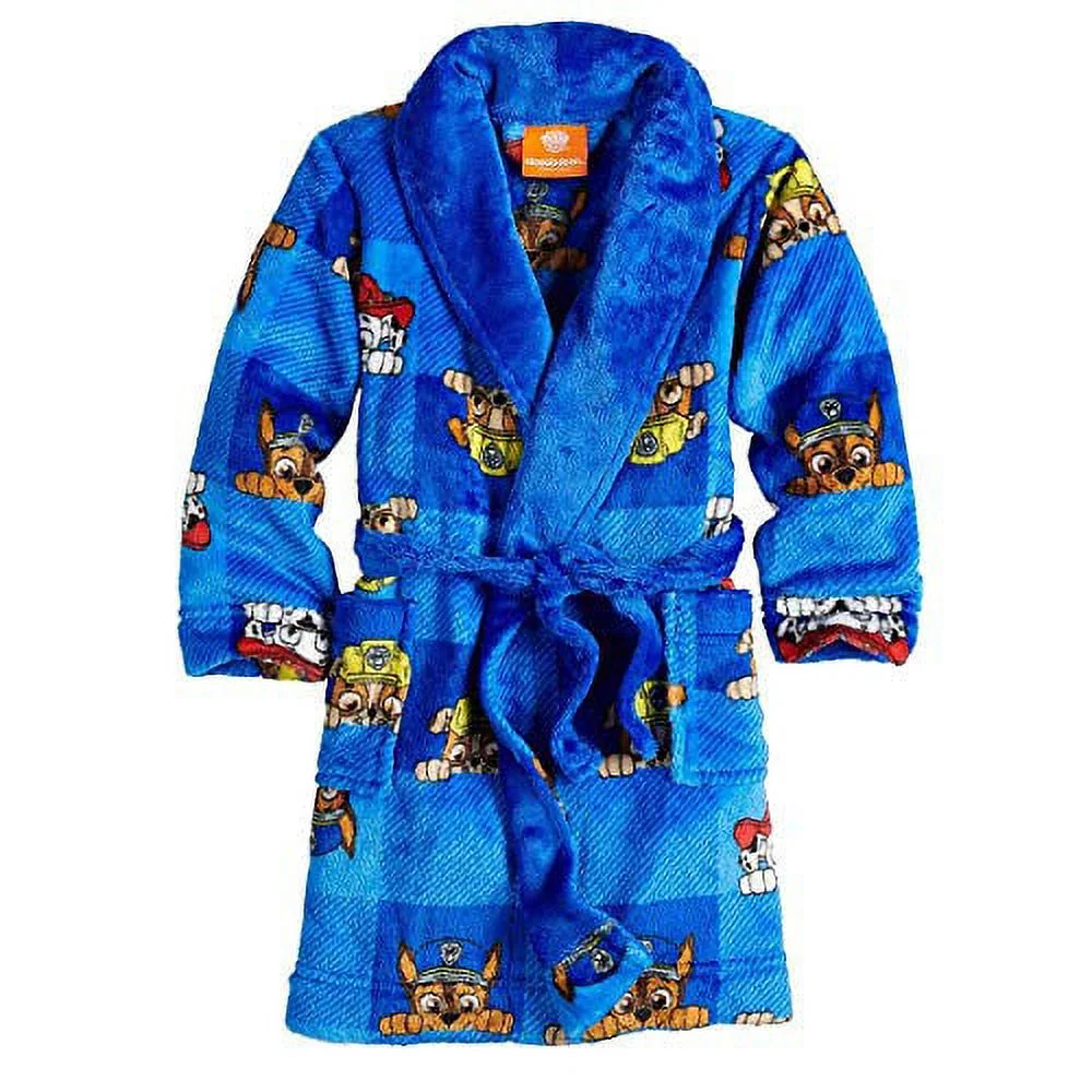 Paw Patrol Toddler Luxe Minky Fleece Character Bathrobe, Blue Robe (2T)