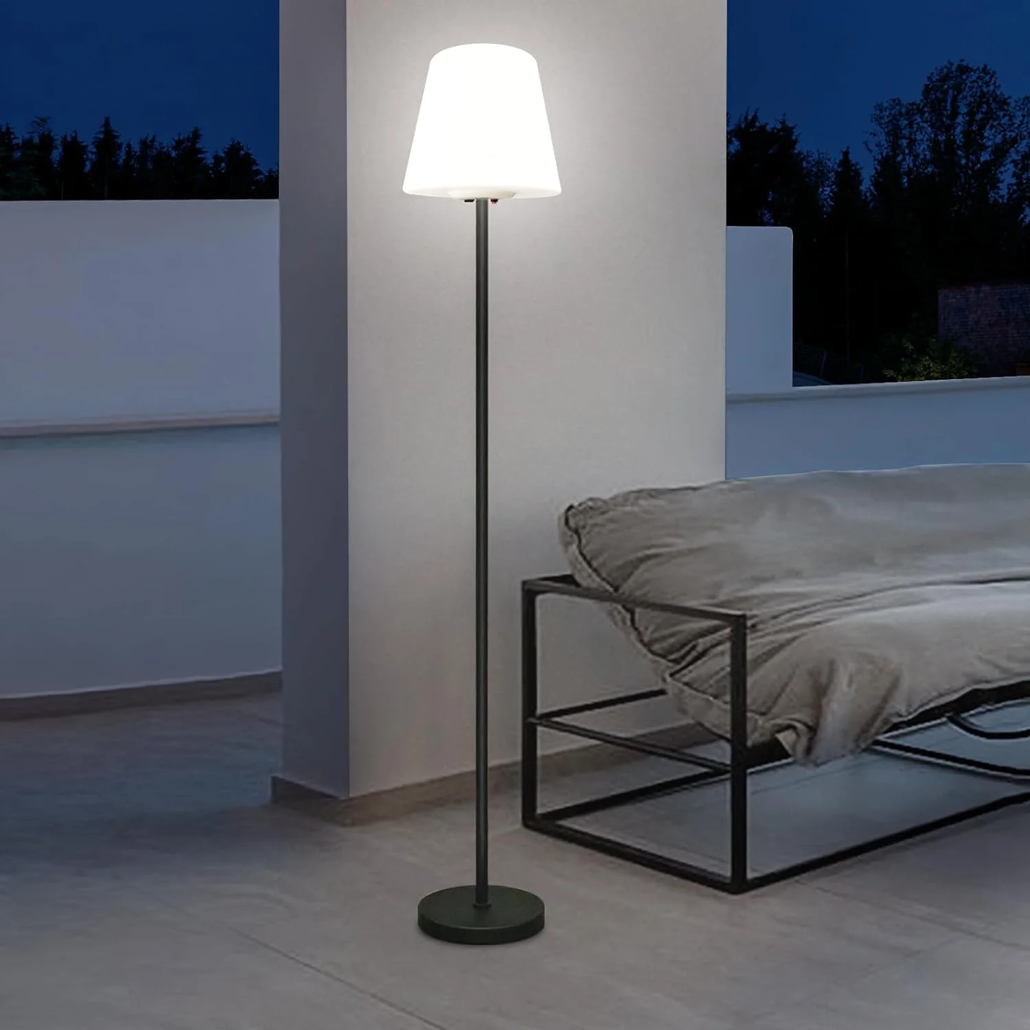 MINGFENG Solar Floor Lamp for Patio Waterproof, Rechargeable Floor Lamp with Light Sensor, Cordless Outdoor Floor Lamps for Garden, Lawn, Yard, Deck