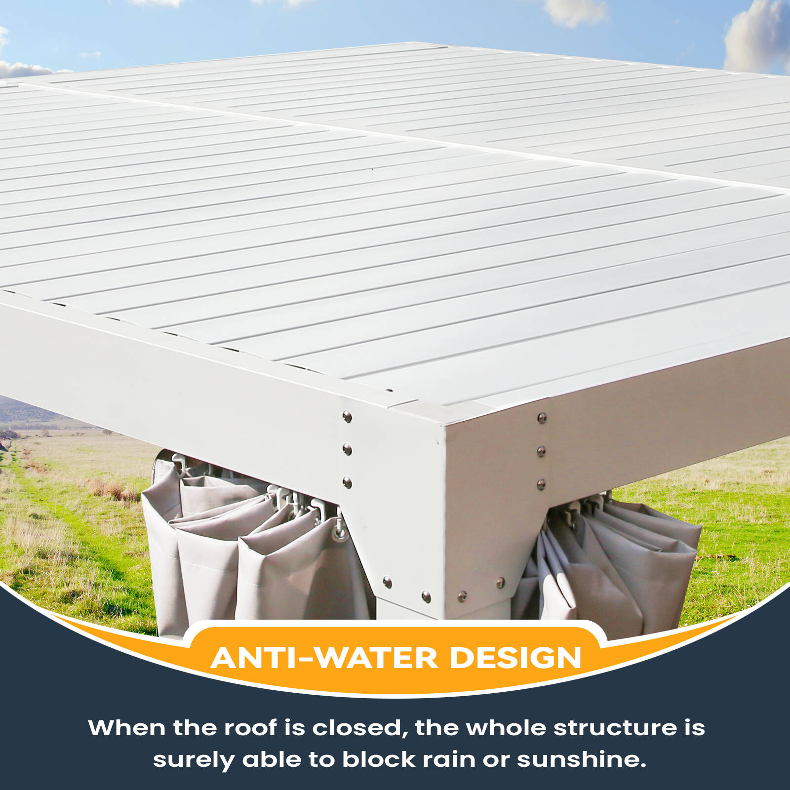 Erinnyees 12' x 12' Outdoor Louvered Pergola with Adjustable Aluminum Rainproof Roof, White