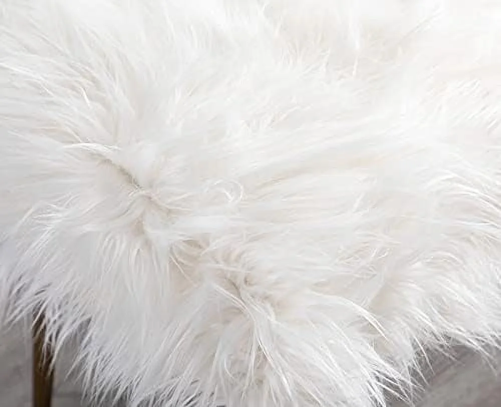TQJKLFDY Modern Faux Fur Acrylic Entryway Bench  Fuzzy End of Bed Bench Footrest Vanity Stool Ottoman Bench for Bedroom Living Room  White
