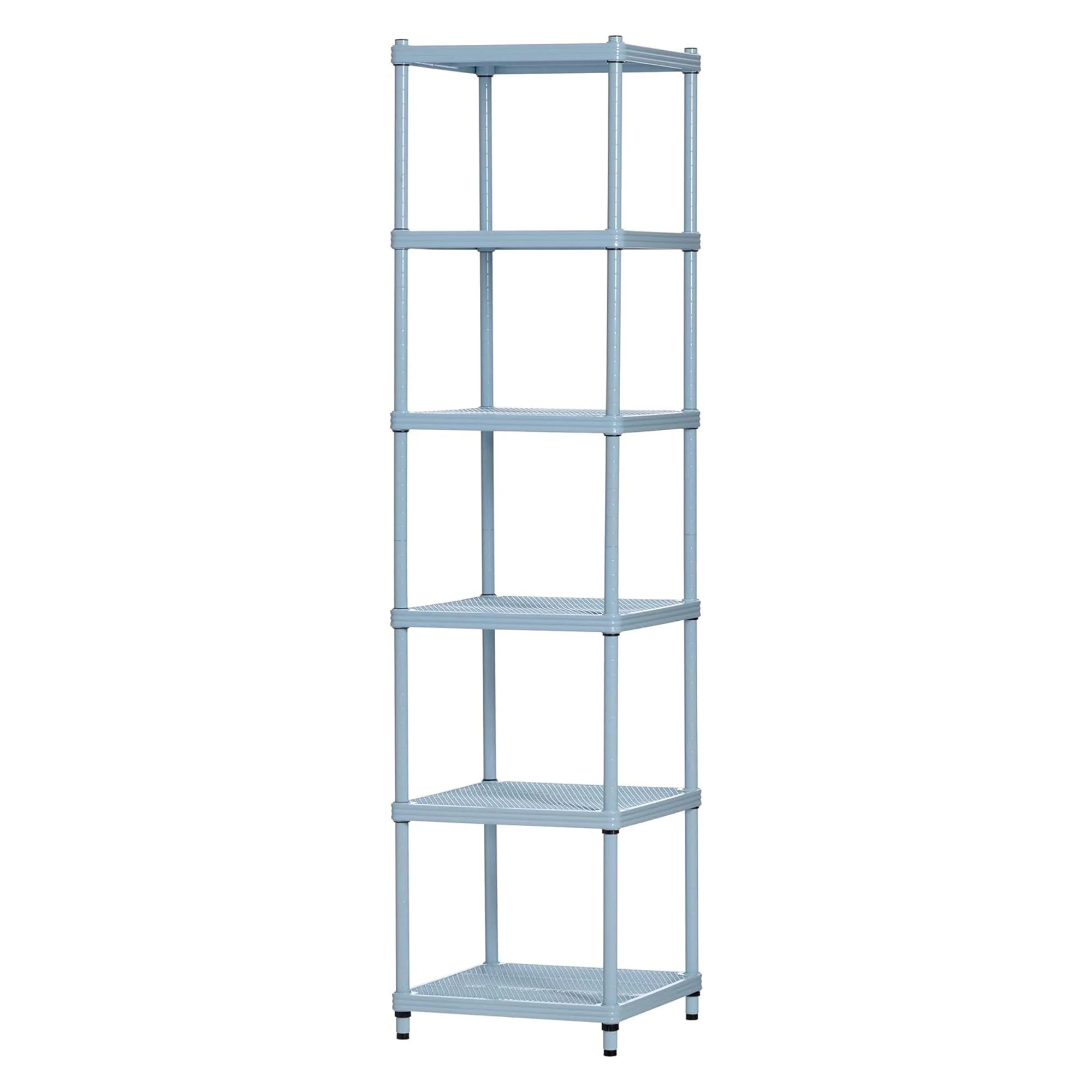 Design Ideas MeshWorks 6 Tier Metal Storage Shelving Unit Tower, Sky Blue