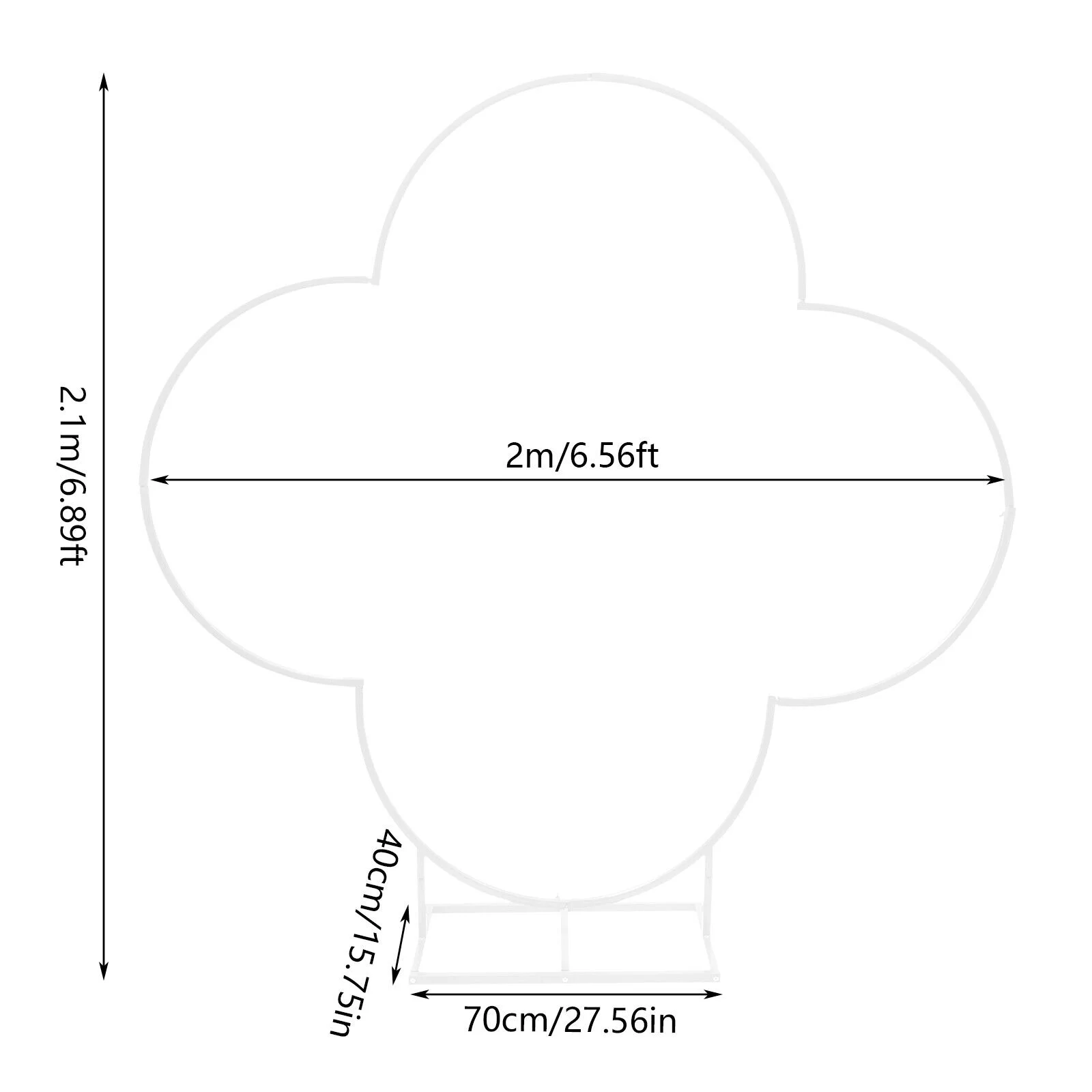 6.65ft Wedding Arch Backdrop Stand Clover Frame Party Garden Flower Rack Decor White