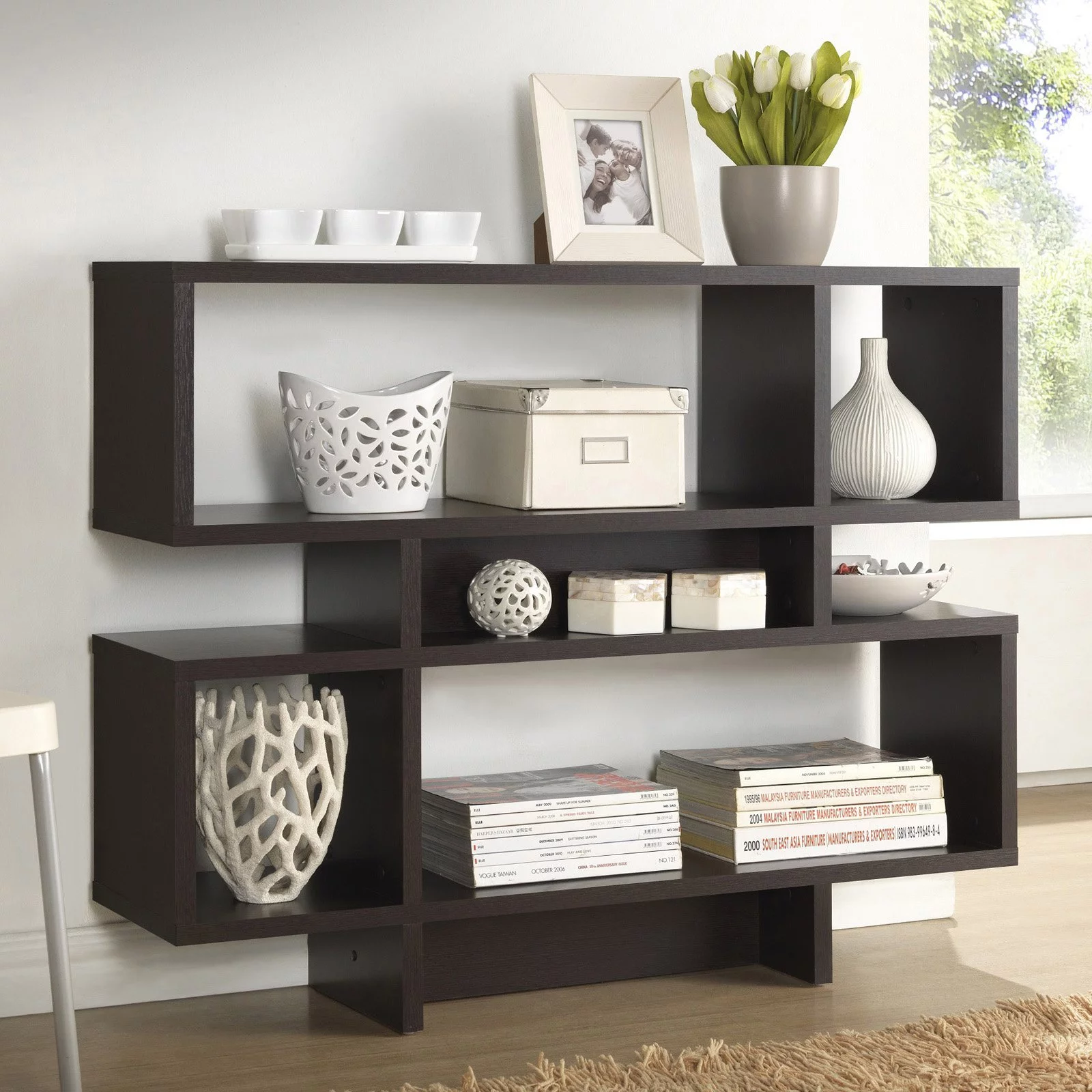 Baxton Studio Cassidy 4-level Bookshelf in Espresso