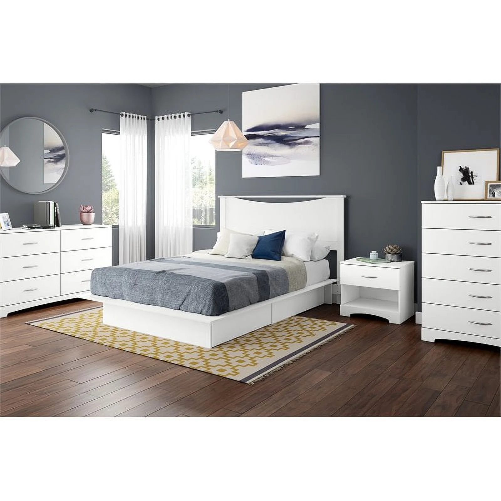 Home Square 2-Piece Furniture Nightstand Set in Pure White Finish
