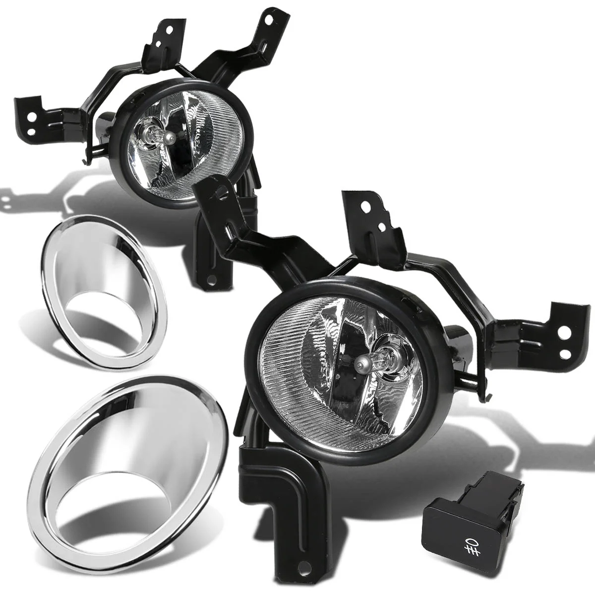DNA Motoring FL-ZTL-163-CH For 2007 to 2009 Honda CRV RE Pair Driving Fog Light Lamp+Switch+Chrome Bezel Clear Lens 08