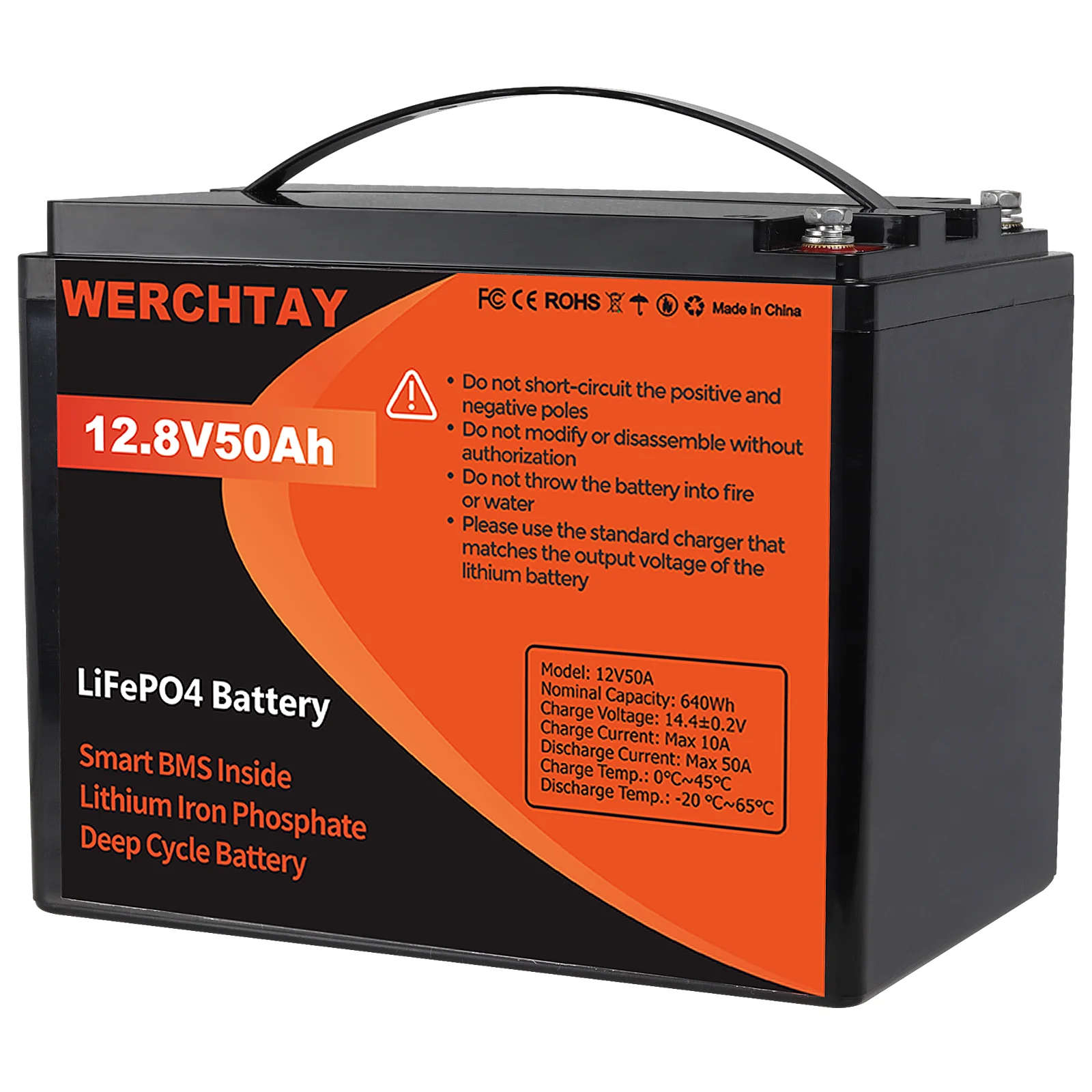 12V 50Ah LiFePO4 Lithium Battery,Deep Cycle Battery Up to 3000+ Deep Cycles,Built in Smart BMS,Suitable for RV,Marine,Camping,UPS,Solar Home Off-Grid System.