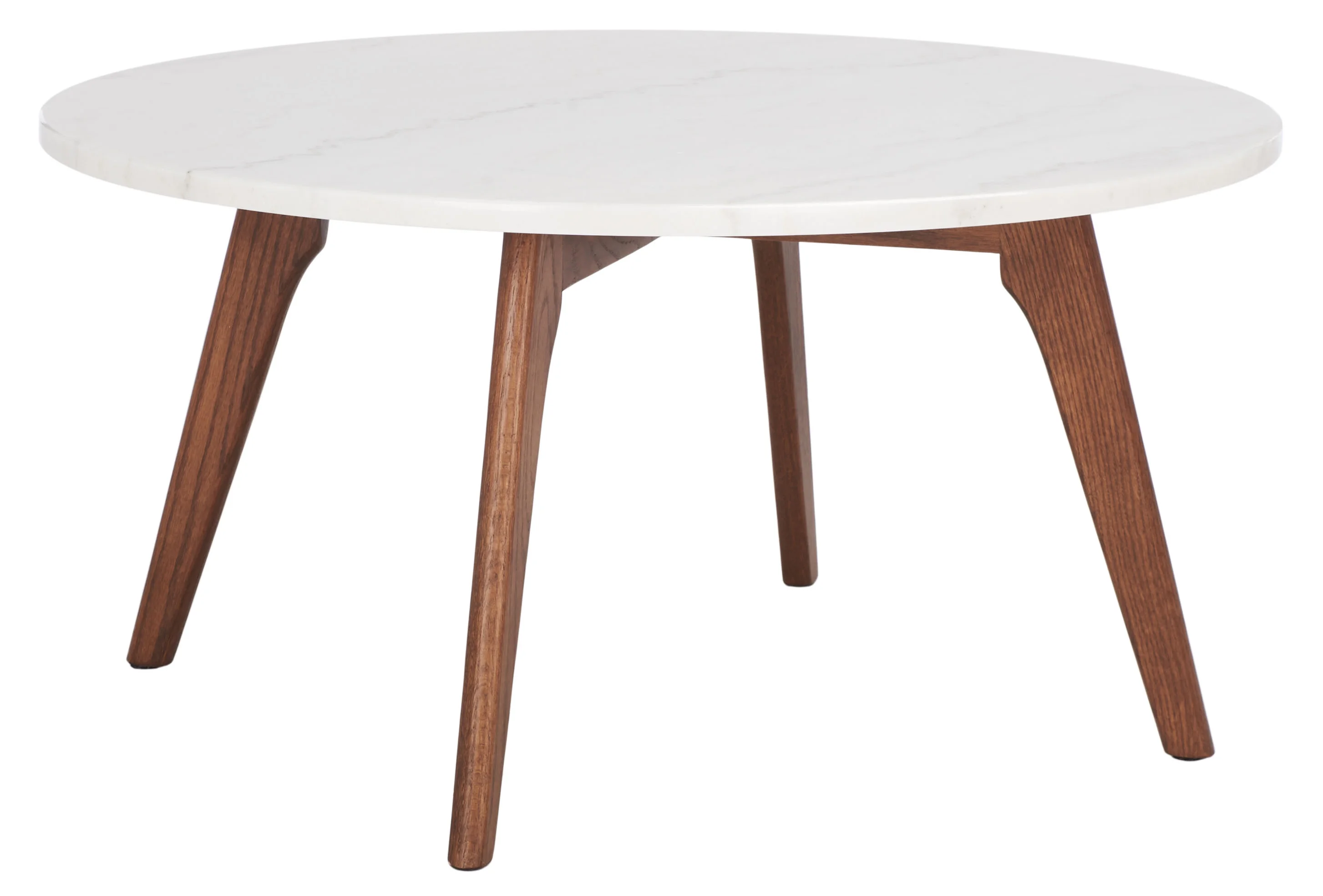 SAFAVIEH Syrio Round Marble Coffee Table, Marble/Walnut