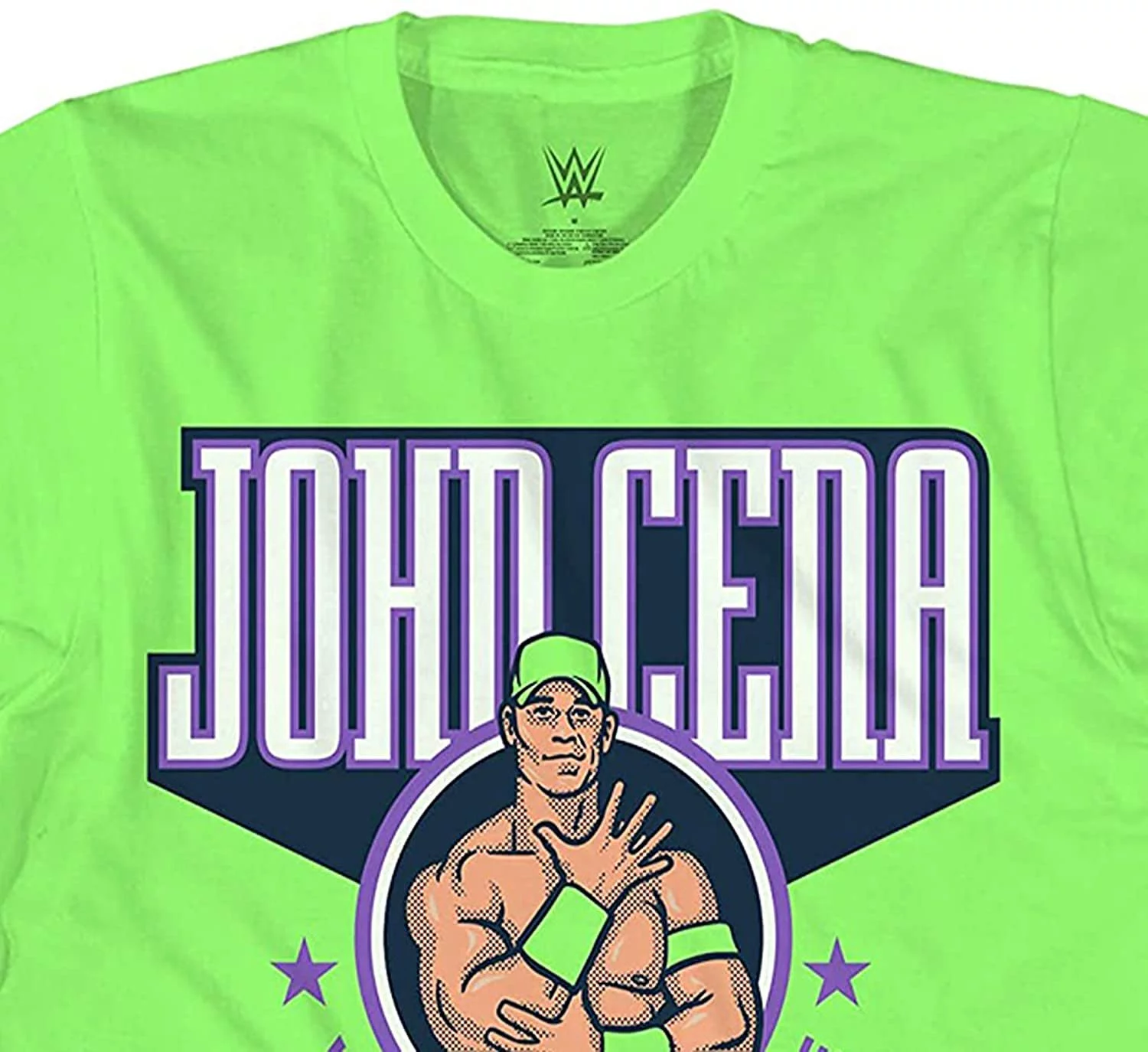 WWE John Cena Boys Shirt, World Wrestling Champion T-Shirt Neon Green - Medium