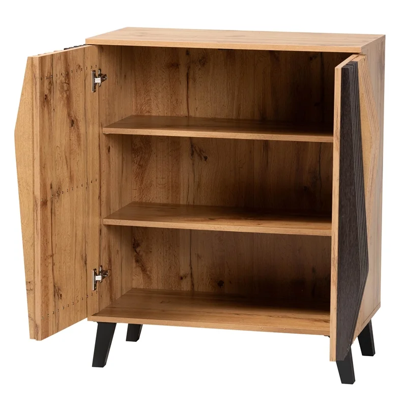 Pemberly Row Two-Tone Espresso and Brown Wood 2-Door Storage Cabinet