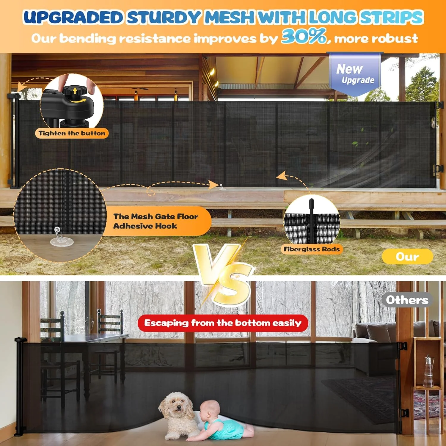 150 Inches Retractable Baby Gates Extra Wide, 35