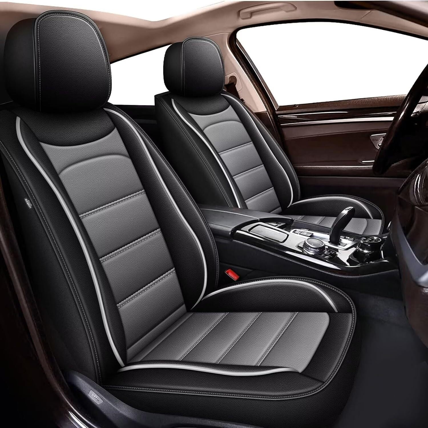 AOMSAZTO Fit Subaru Legacy 1995-2024 Car Seat Cover 5-seat Faux Leather Full Set Compatible Airbag