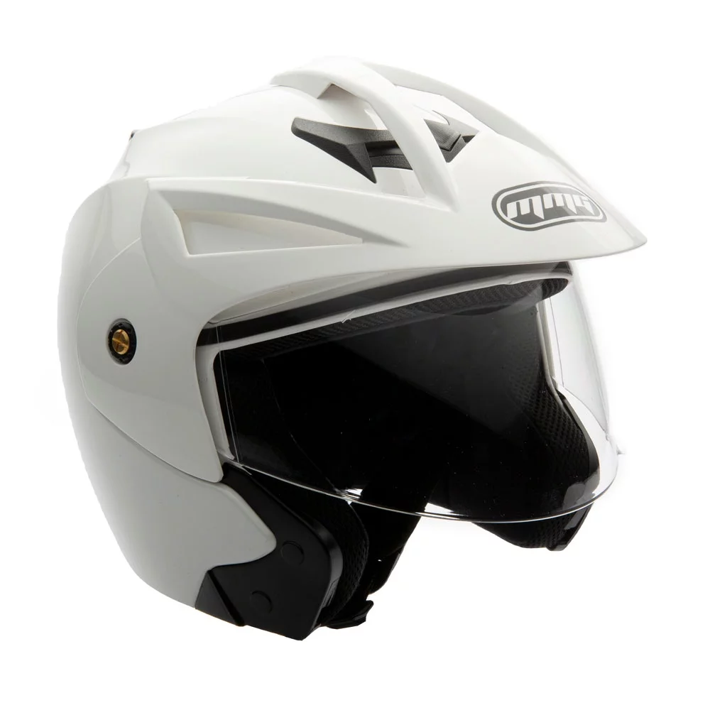 MMG Motorcycle Scooter Street Open Face Helmet DOT - Flip Up Shield - Gloss White (Medium) Model 20