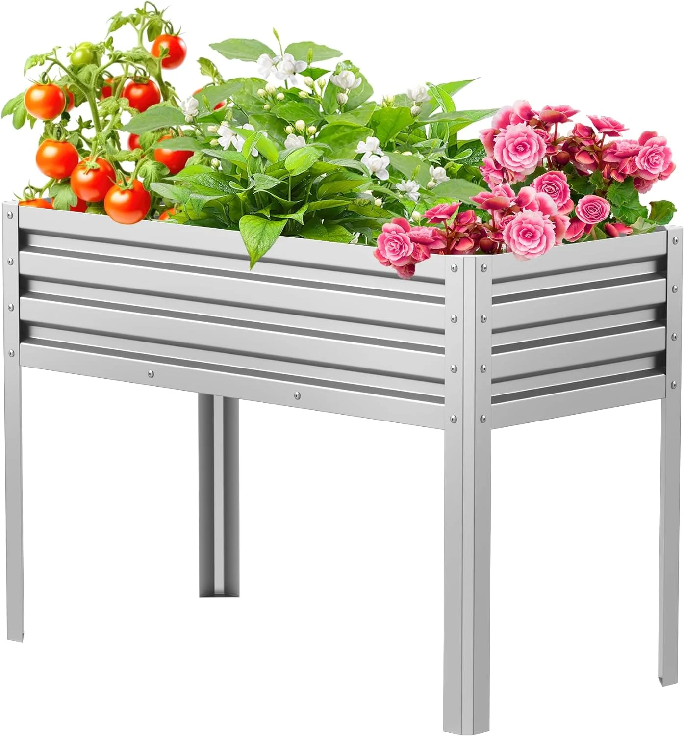 Mr Galvanized Raised Garden Bed with Legs Outdoor for Vegetables Flowers Herb, Large Heavy Metal Planter Box Steel Kit, 46.8x23.2x33in Planting Box (Silvery)