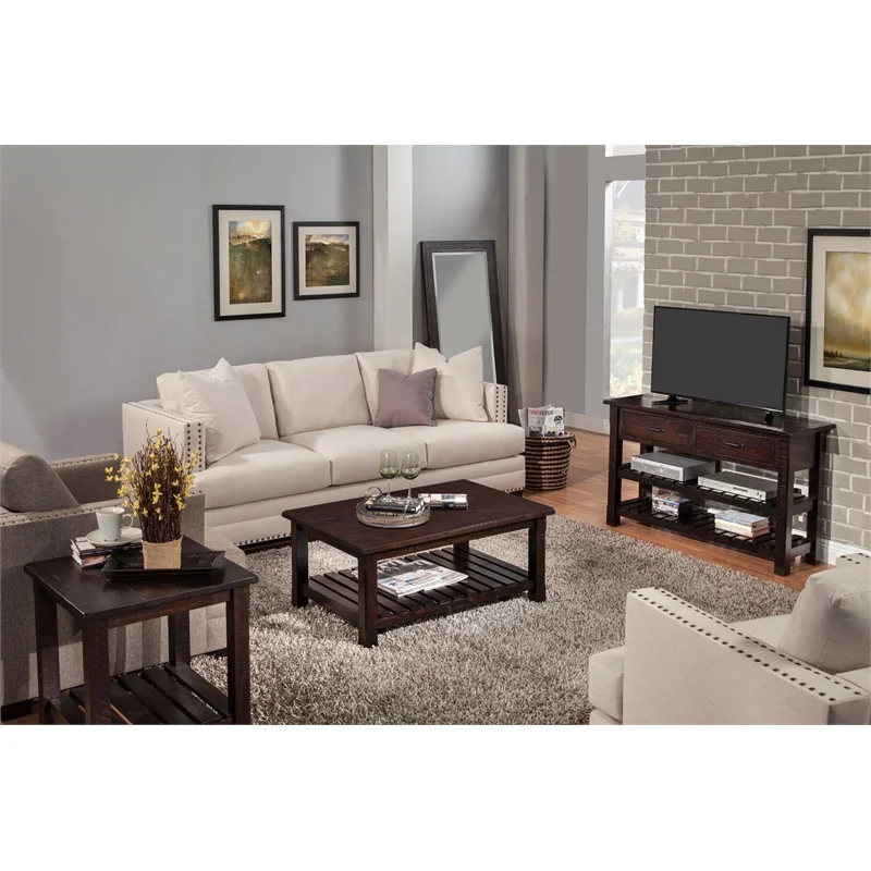 Home Square 2-Piece Set with Coffee Table & End Table in Espresso