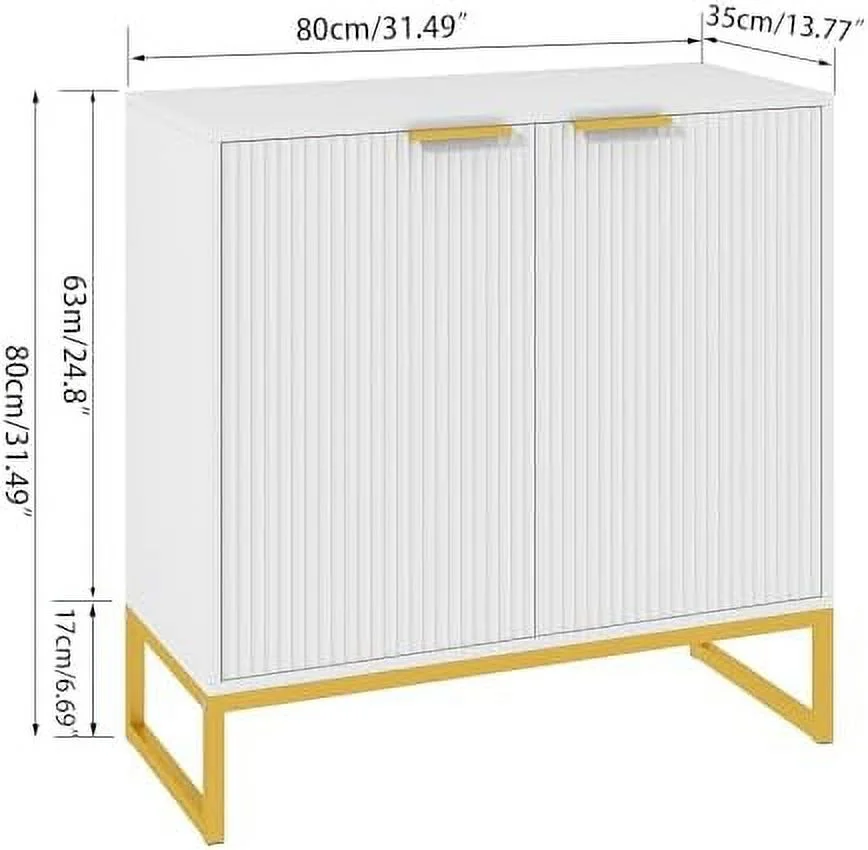 xrboomlife Fluted Accent Cabinet  Kitchen Sideboard Buffet Cabinet with 4 Fluted Doors  Modern  Cabinet with Adjustable Shelves for Living Room  Dining Room  Hallway