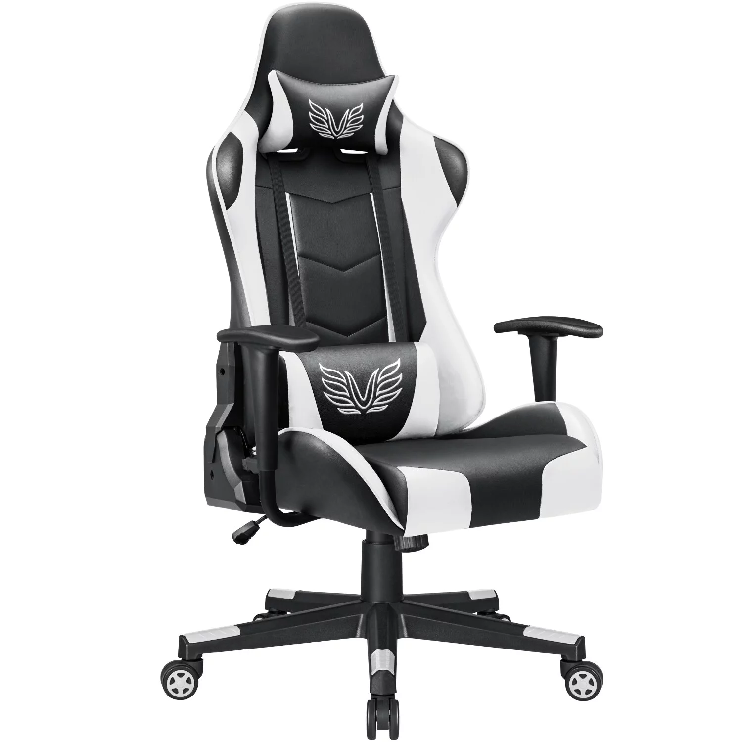 Lacoo Gaming Chair High Back Adjustable Height Racing Style Computer Chair with Headrest and Lumbar Support, White